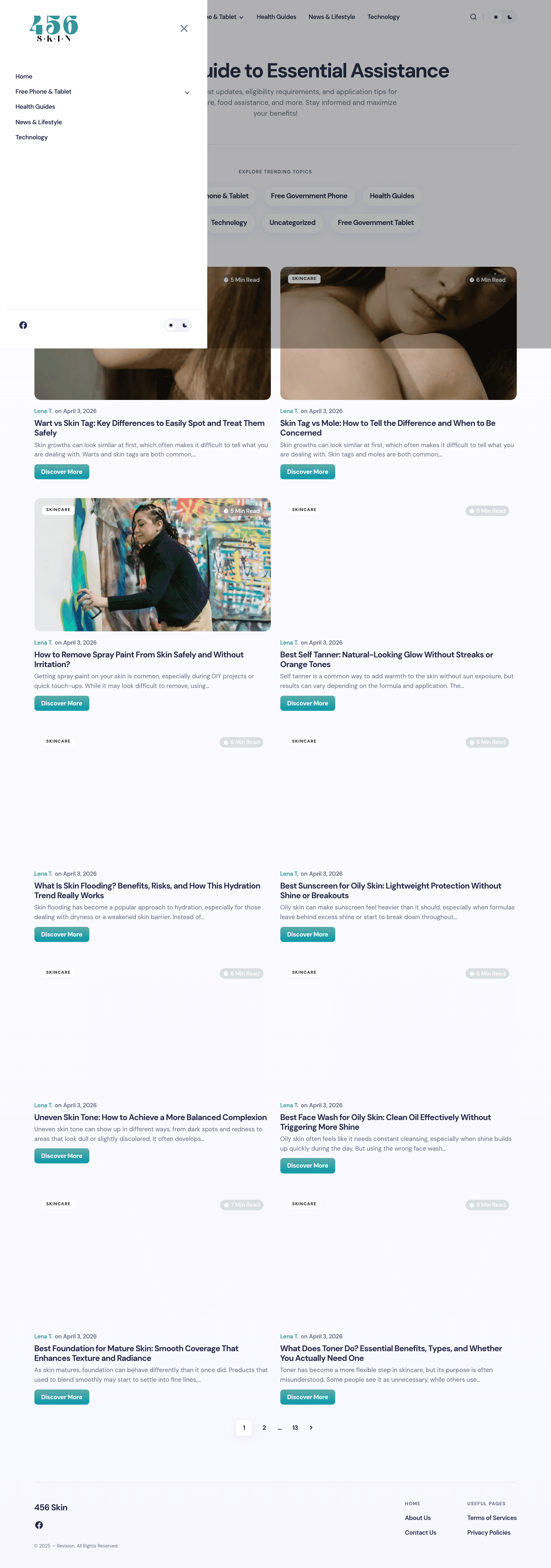 456 Skin landing page screenshot