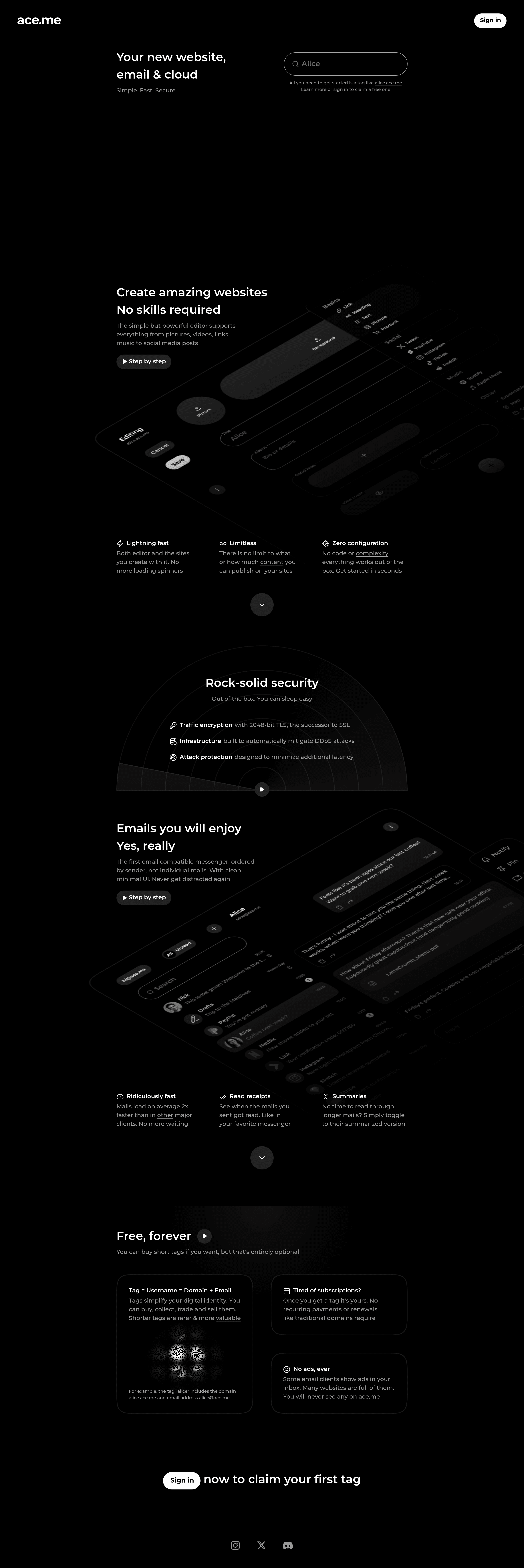 ace.me landing page screenshot