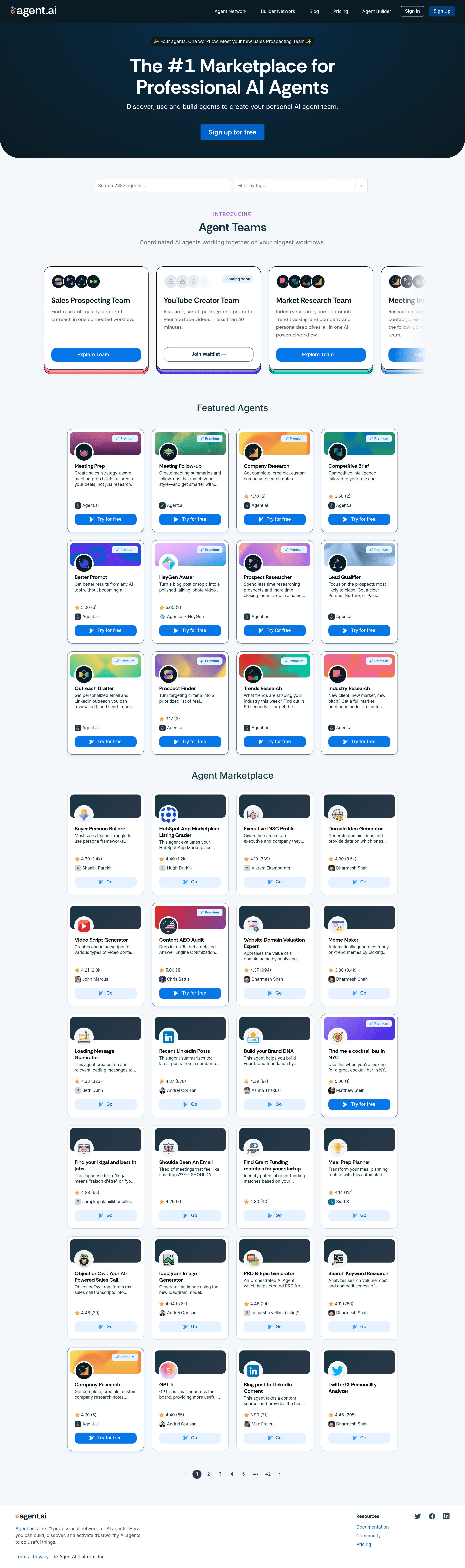 agent.ai landing page screenshot