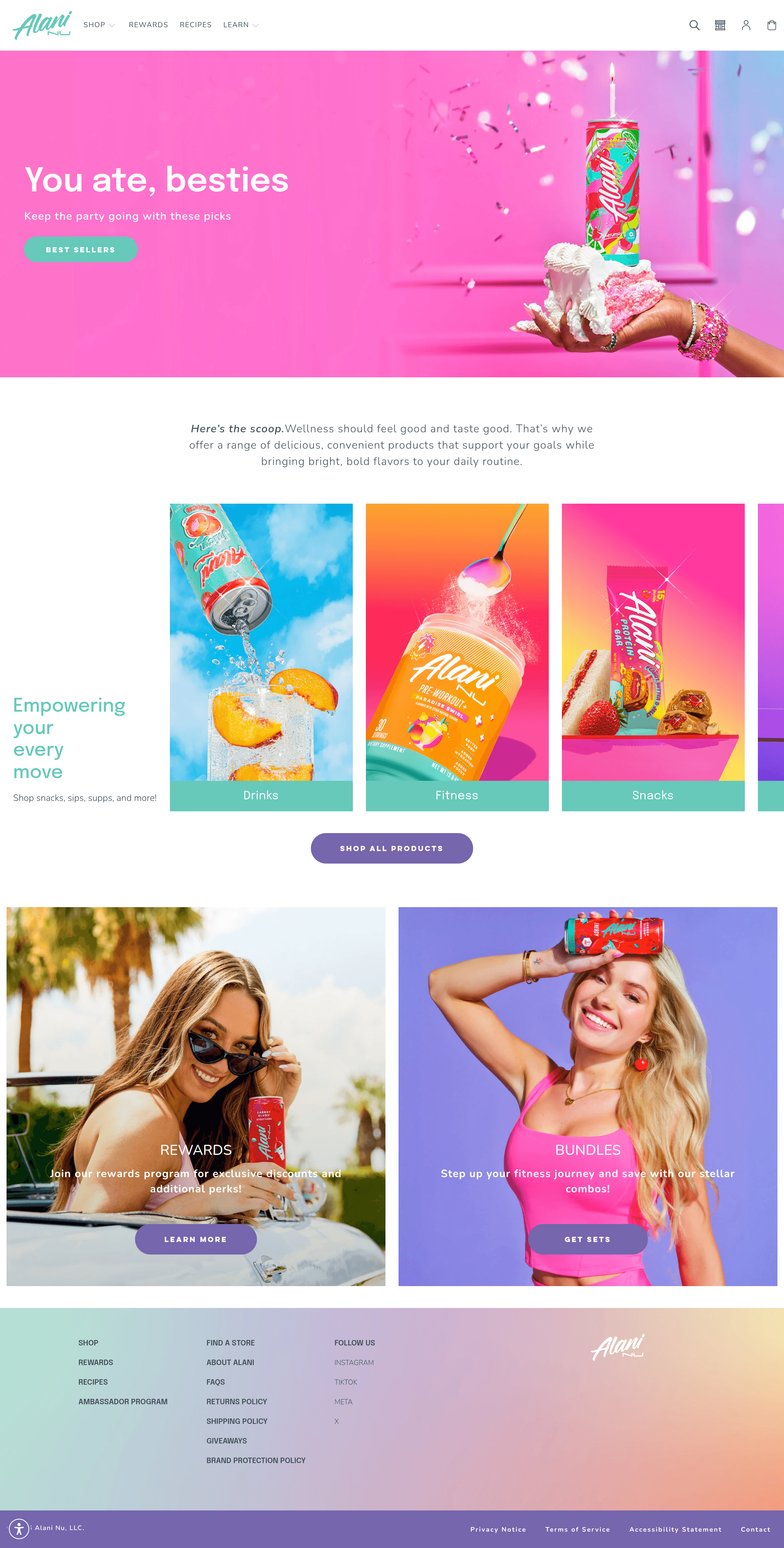 Alani Nu Pre-Workout landing page screenshot