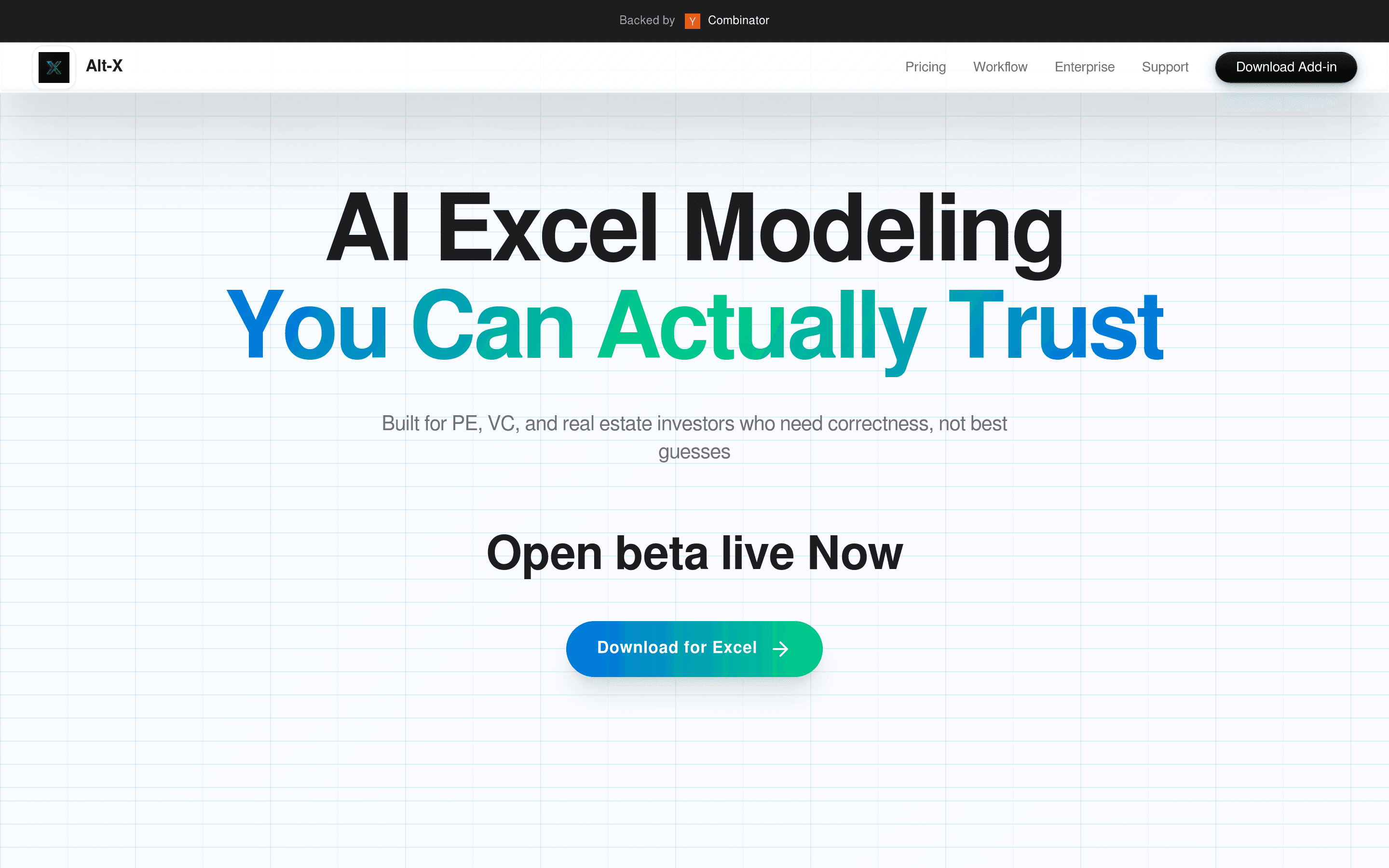 Alt-X landing page screenshot