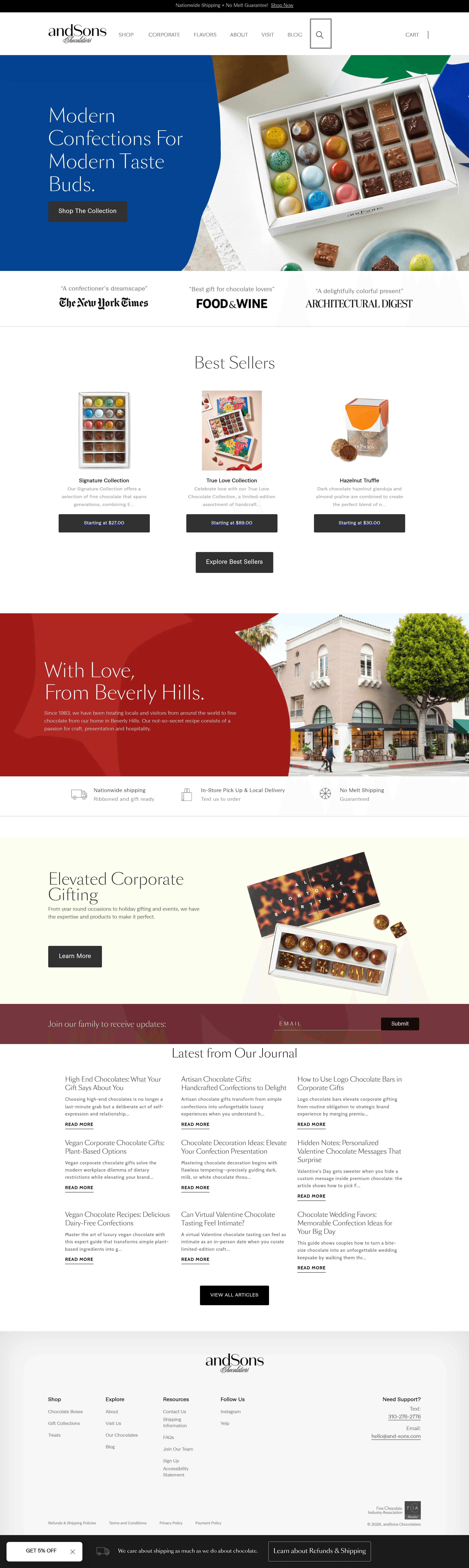 And Sons landing page screenshot