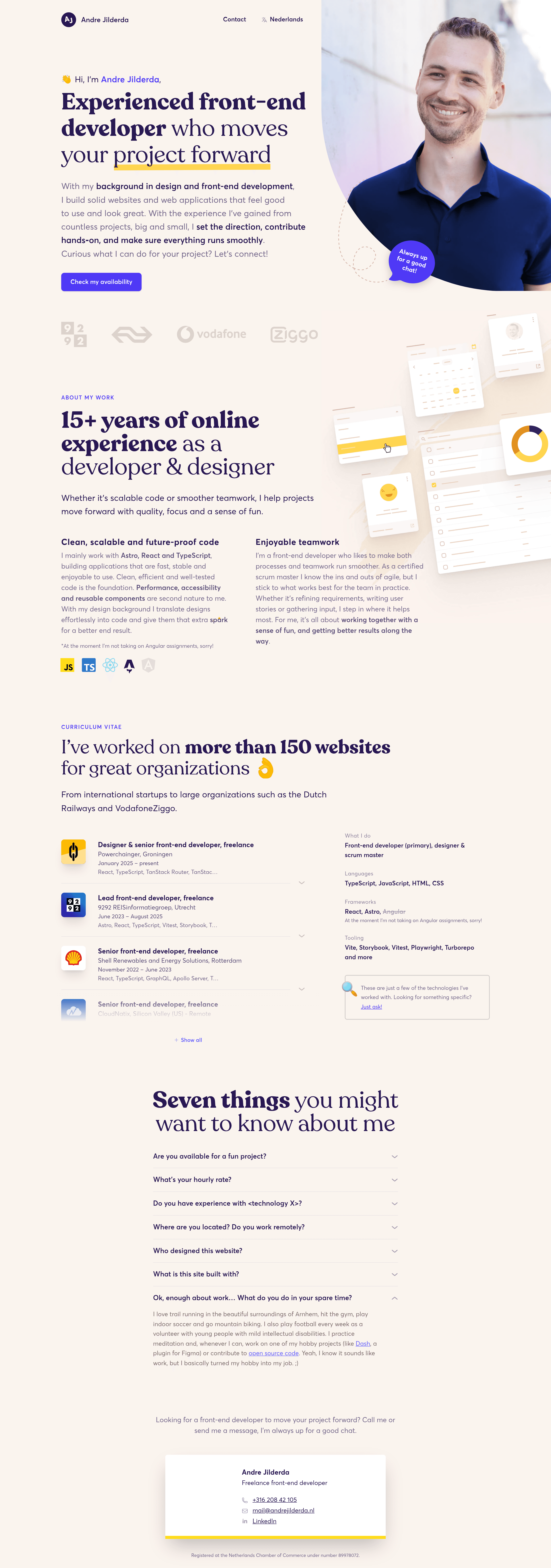 Andrejilderda landing page screenshot