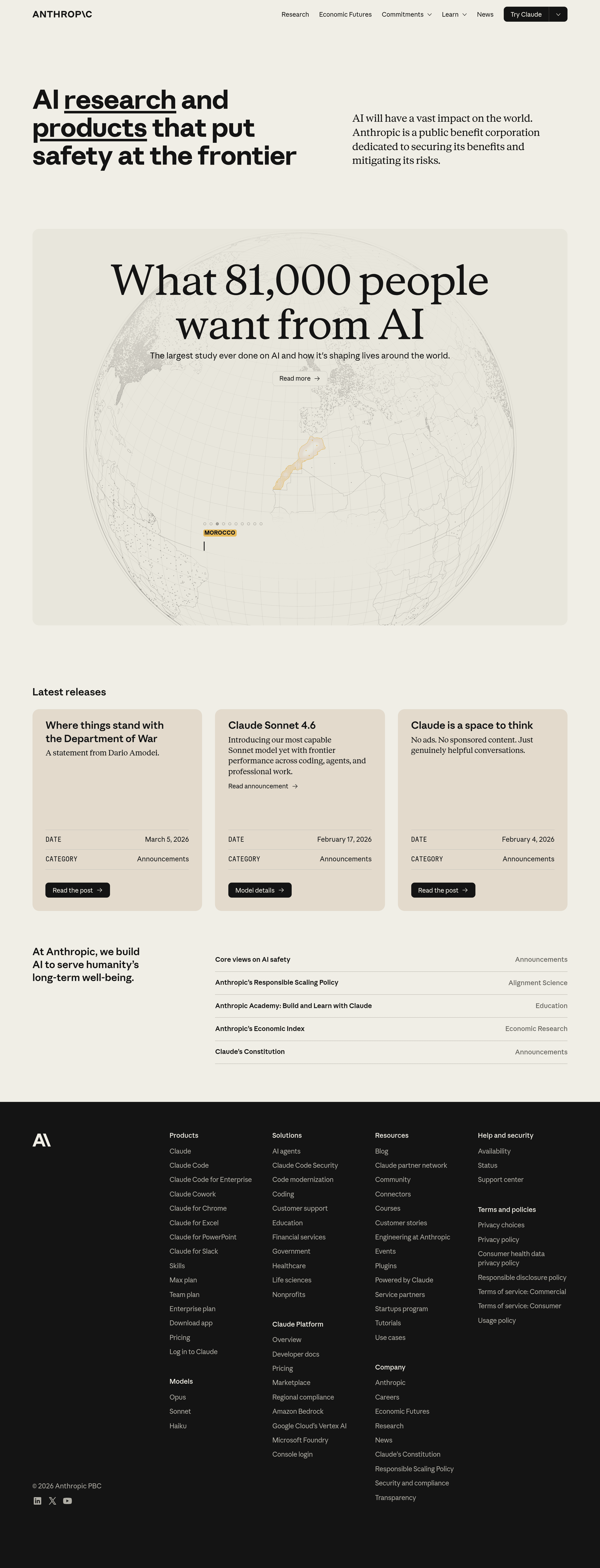Anthropic landing page screenshot