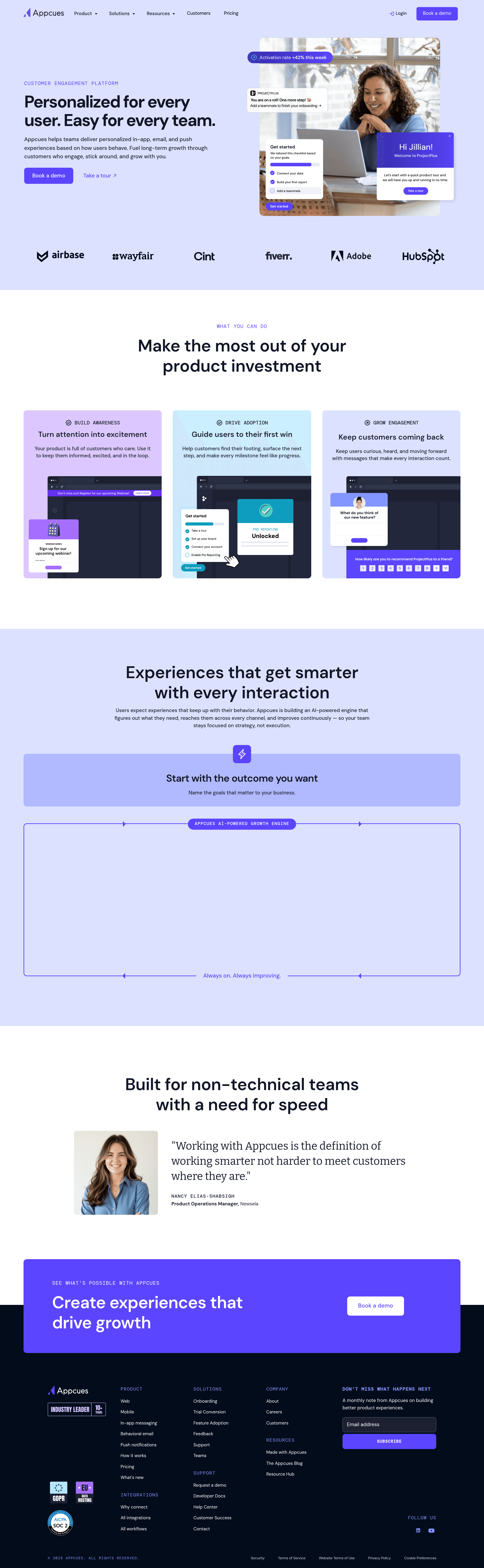 Appcues landing page screenshot