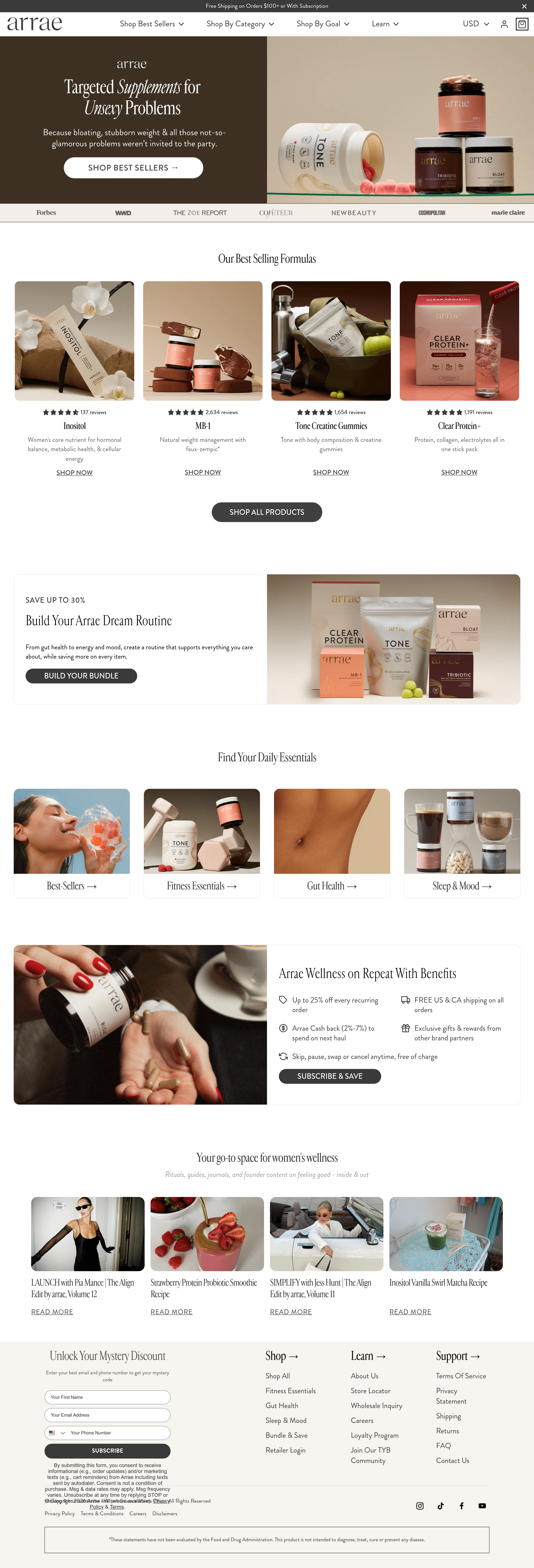 Arrae landing page screenshot