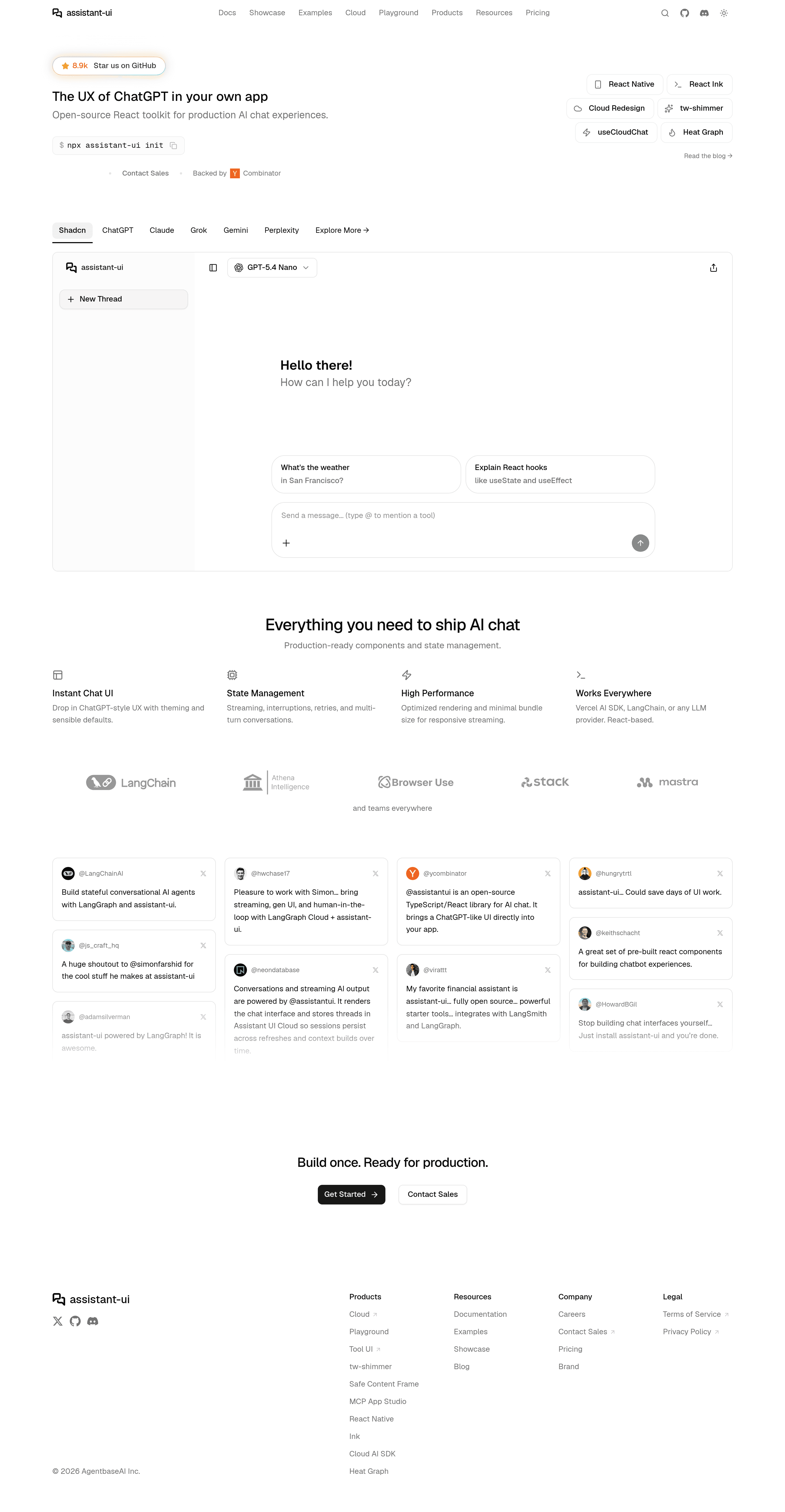 assistant-ui landing page screenshot