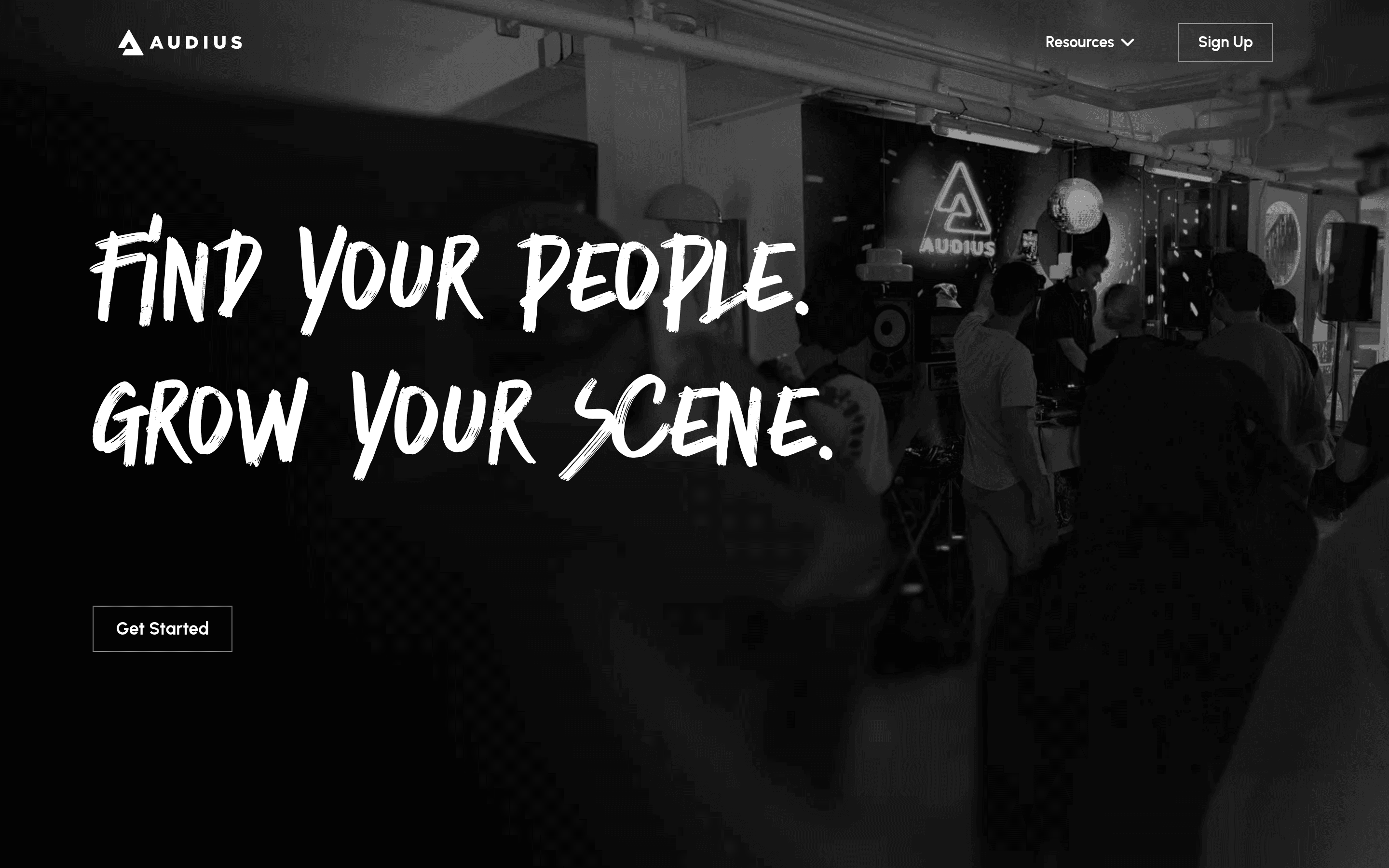 Audius landing page screenshot