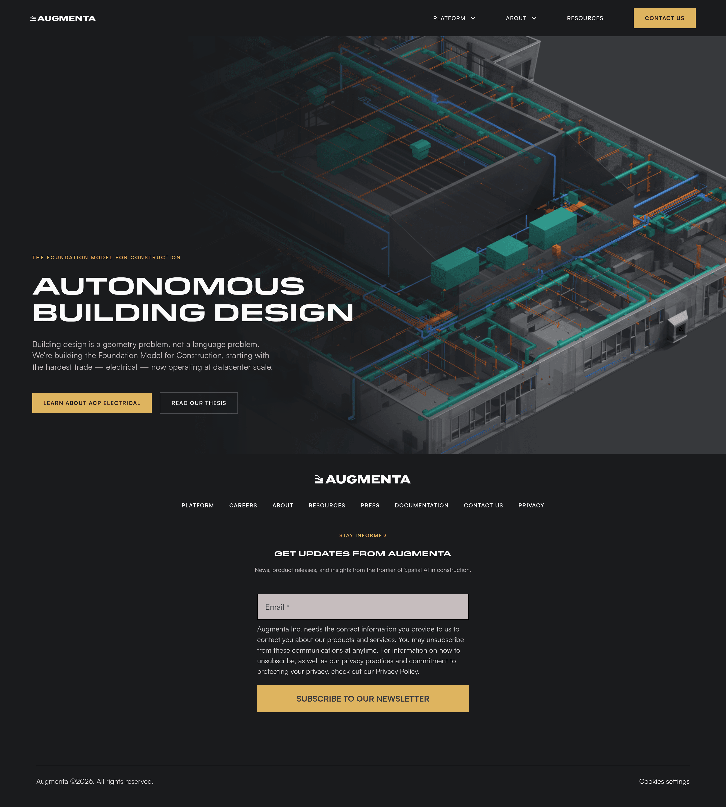 Augmenta landing page screenshot