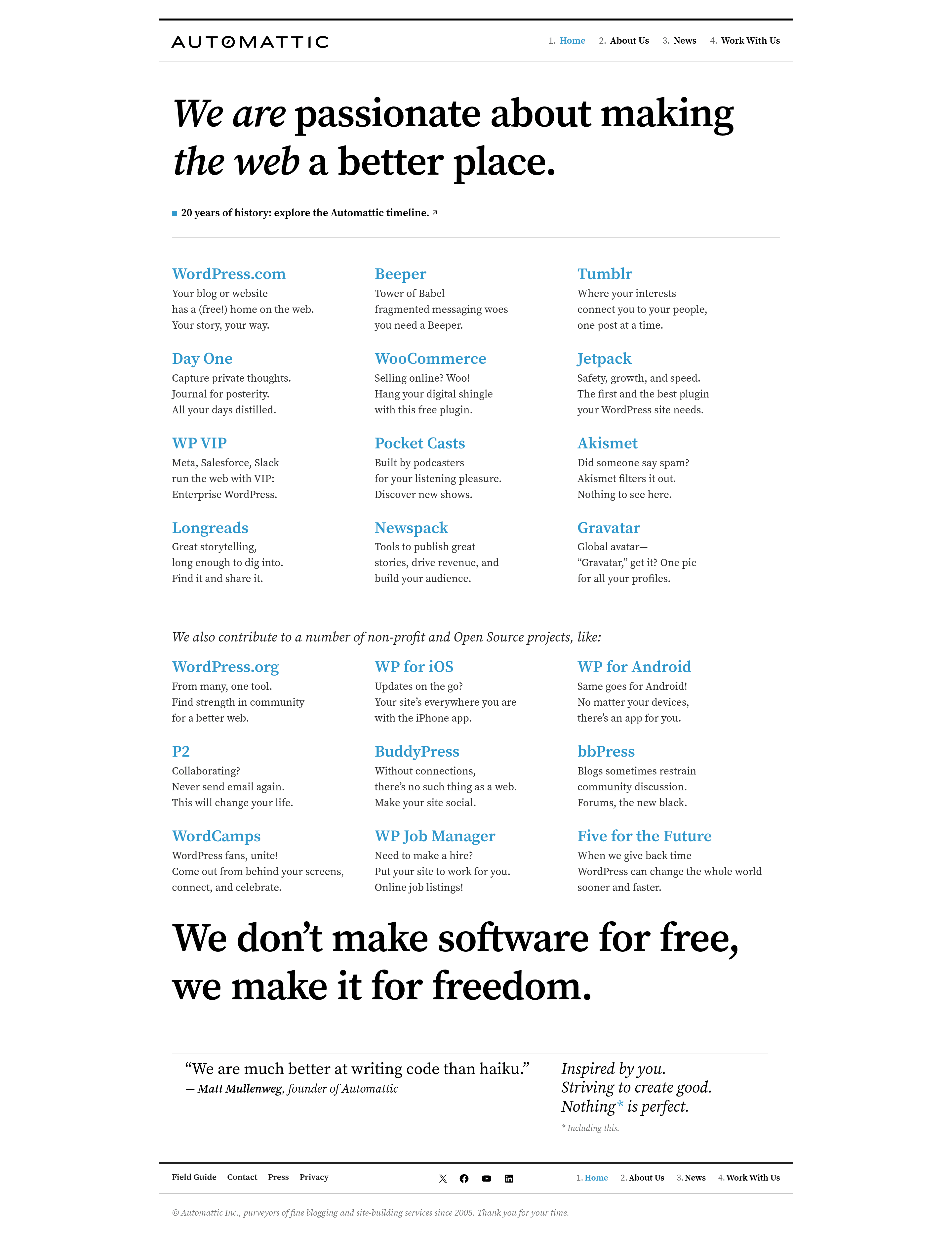 Automatic landing page screenshot