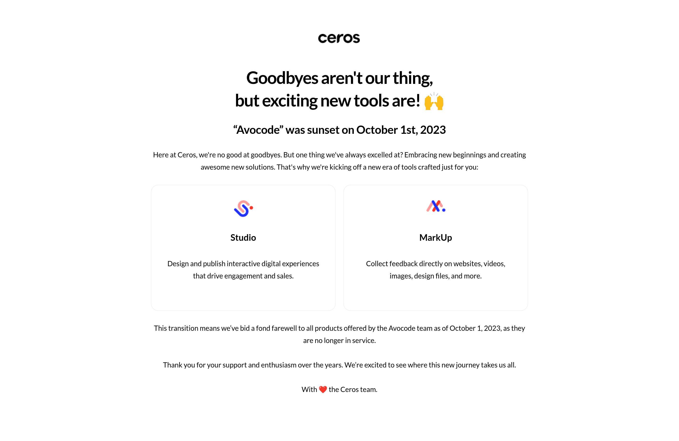 Avocode landing page screenshot