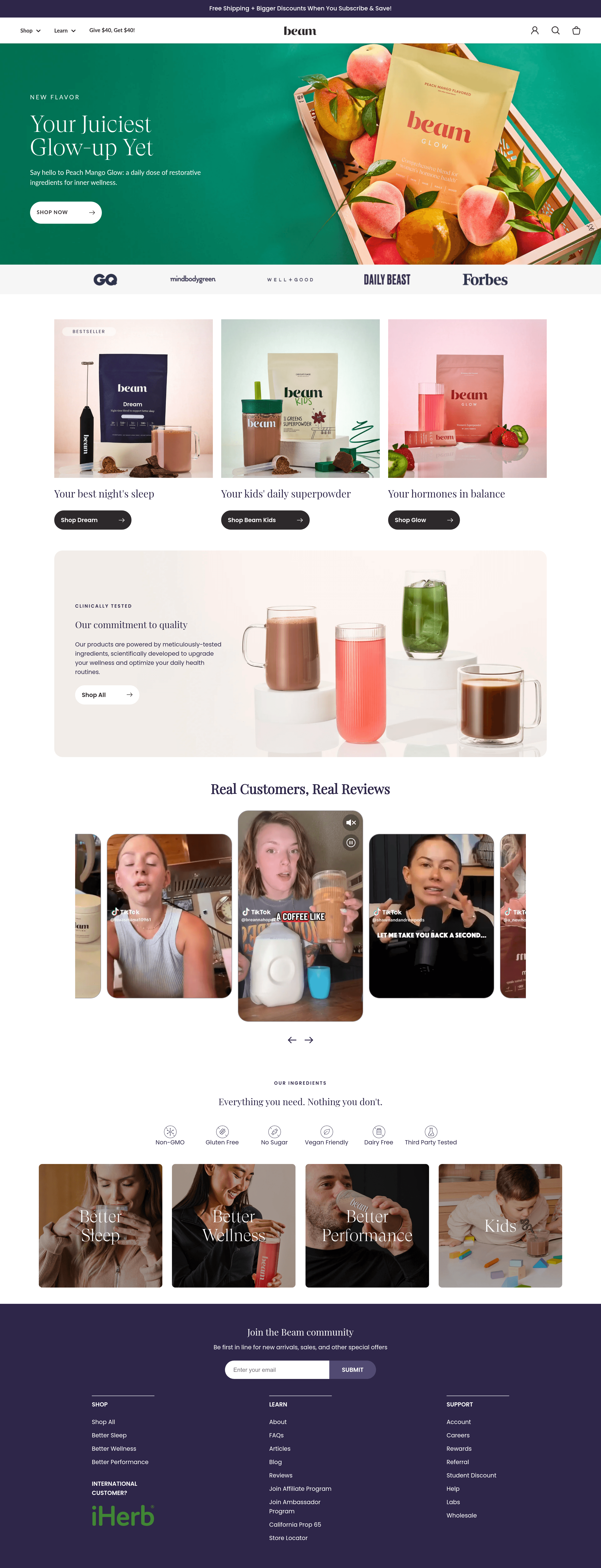 Beam landing page screenshot