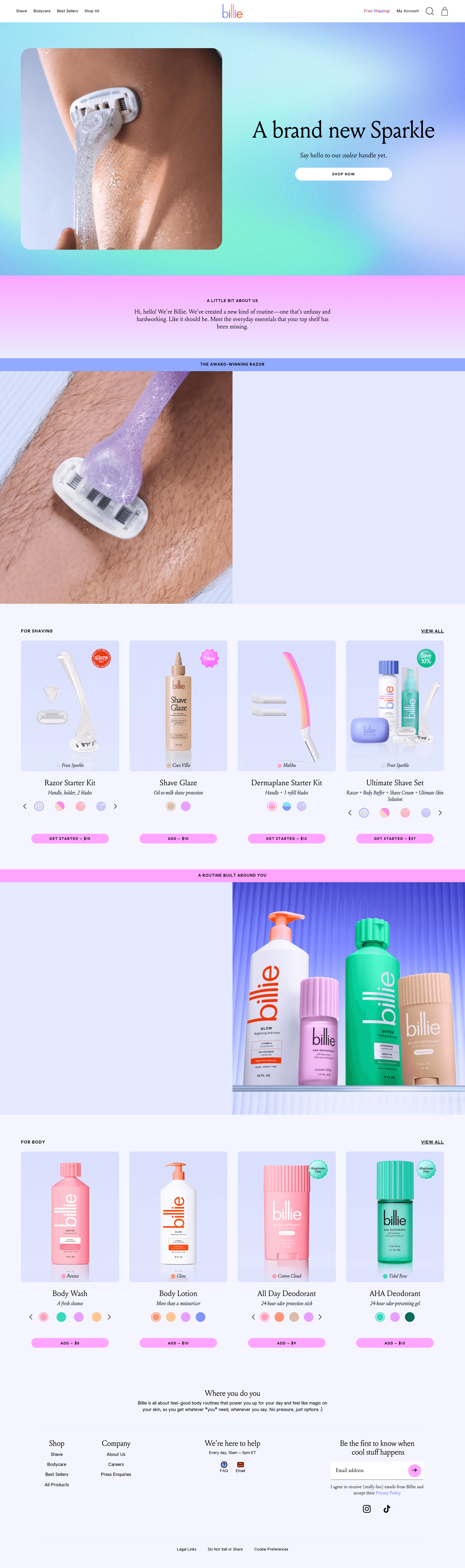 Billie landing page screenshot