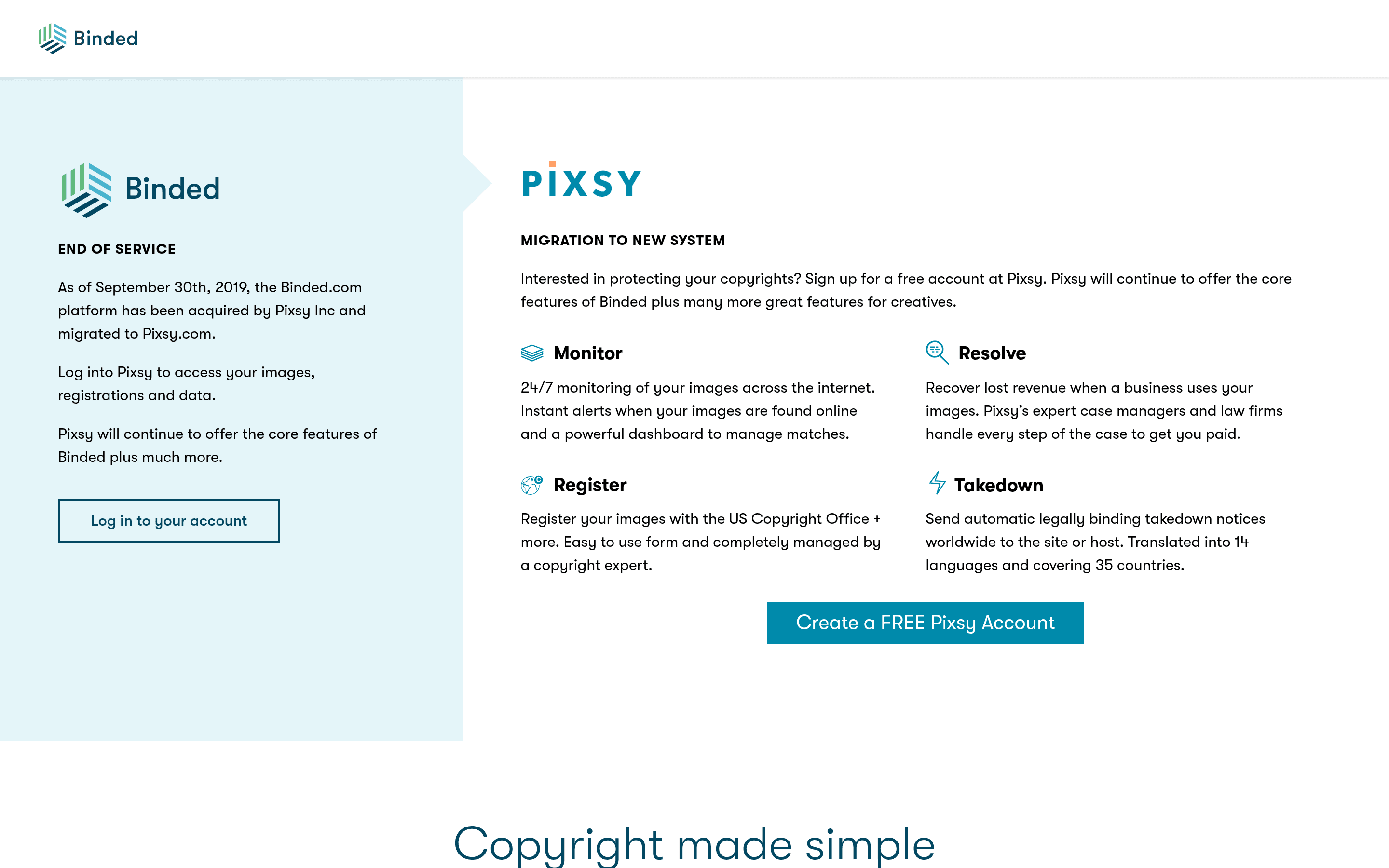 Binded landing page screenshot