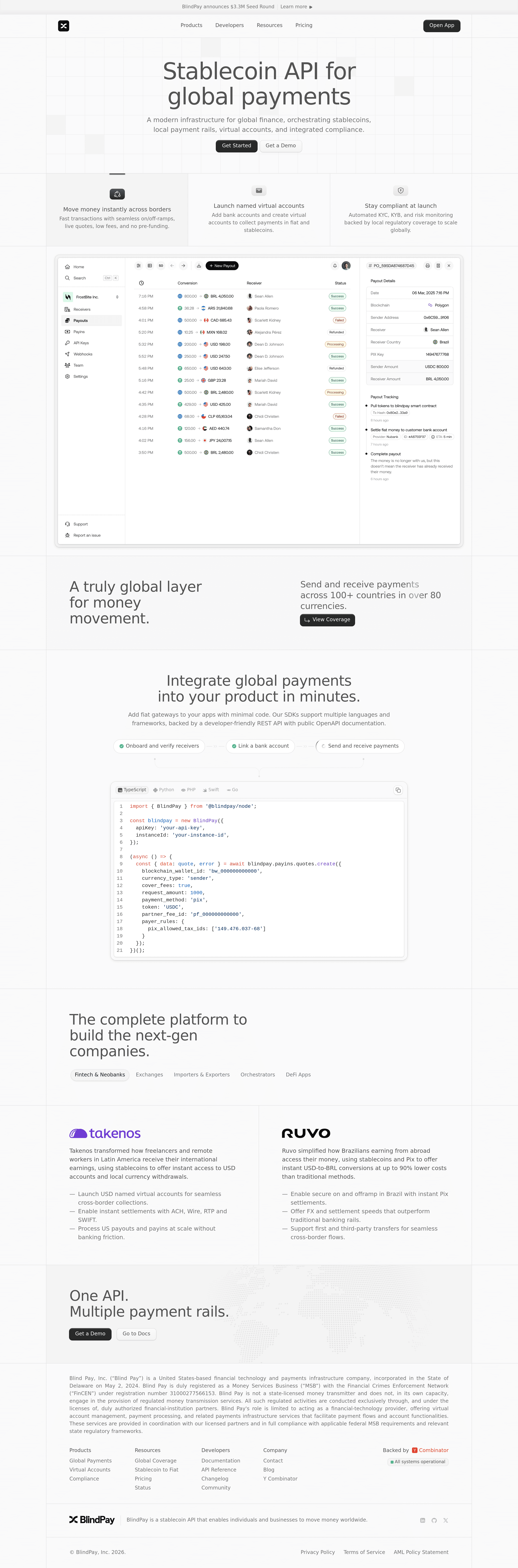 BlindPay landing page screenshot
