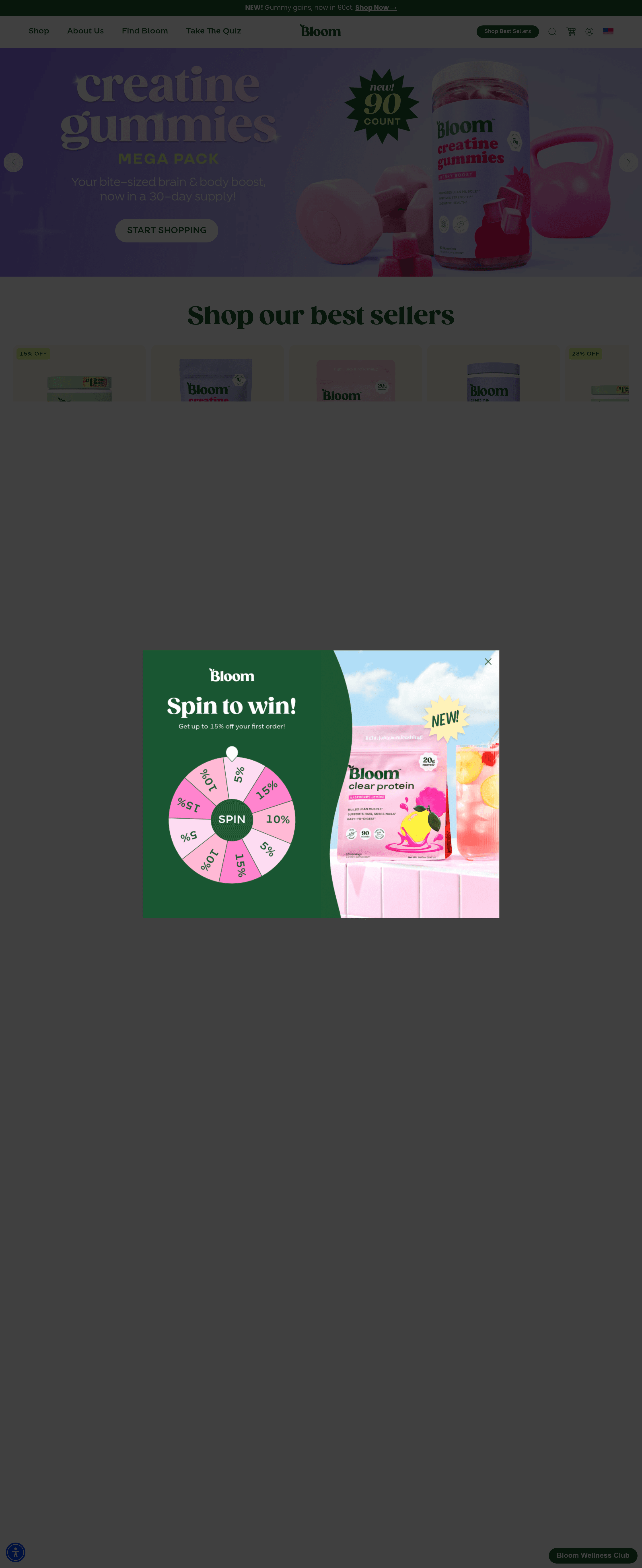 Bloom Nutrition landing page screenshot