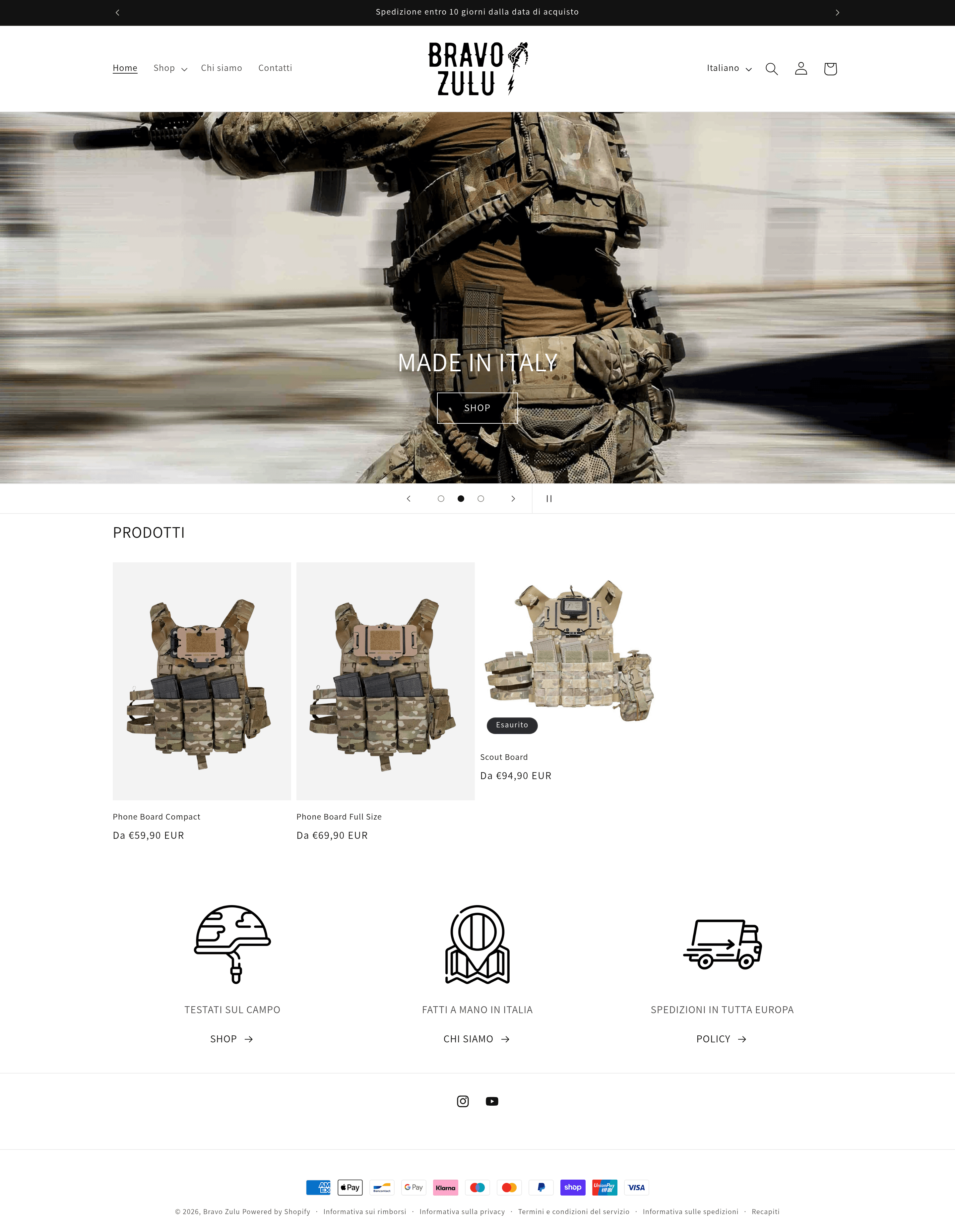 Bravo Zulu landing page screenshot