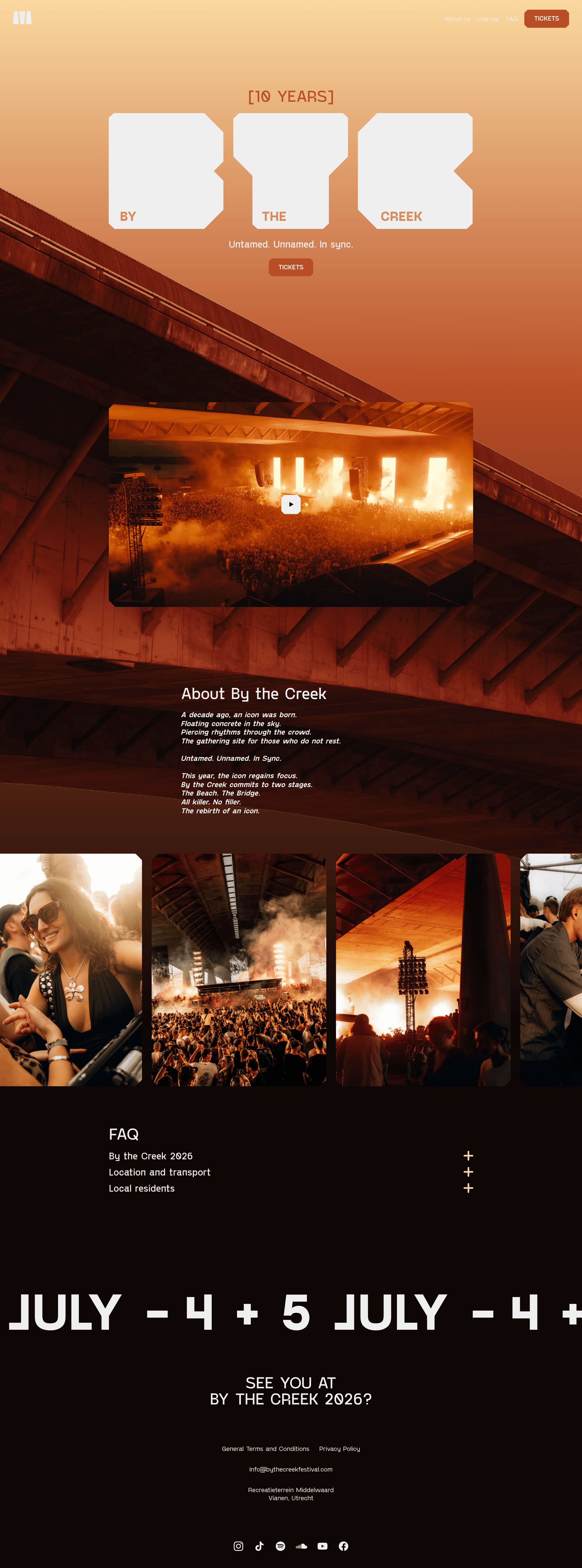 By The Creek Festival landing page screenshot