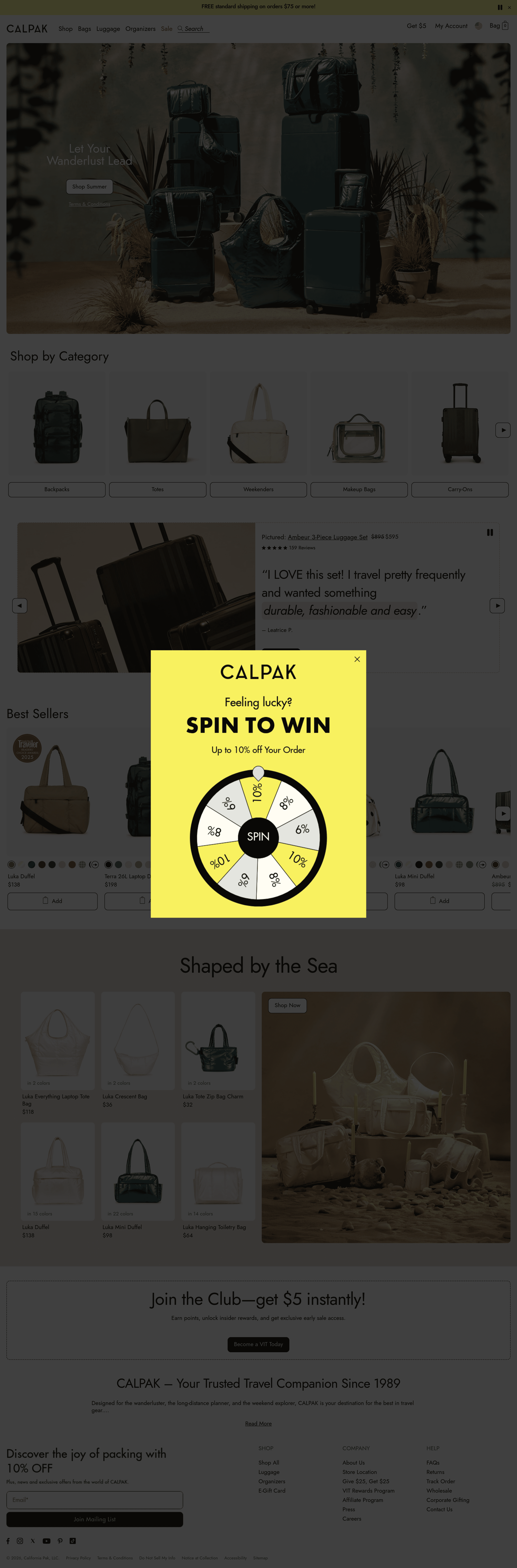 CALPAK landing page screenshot