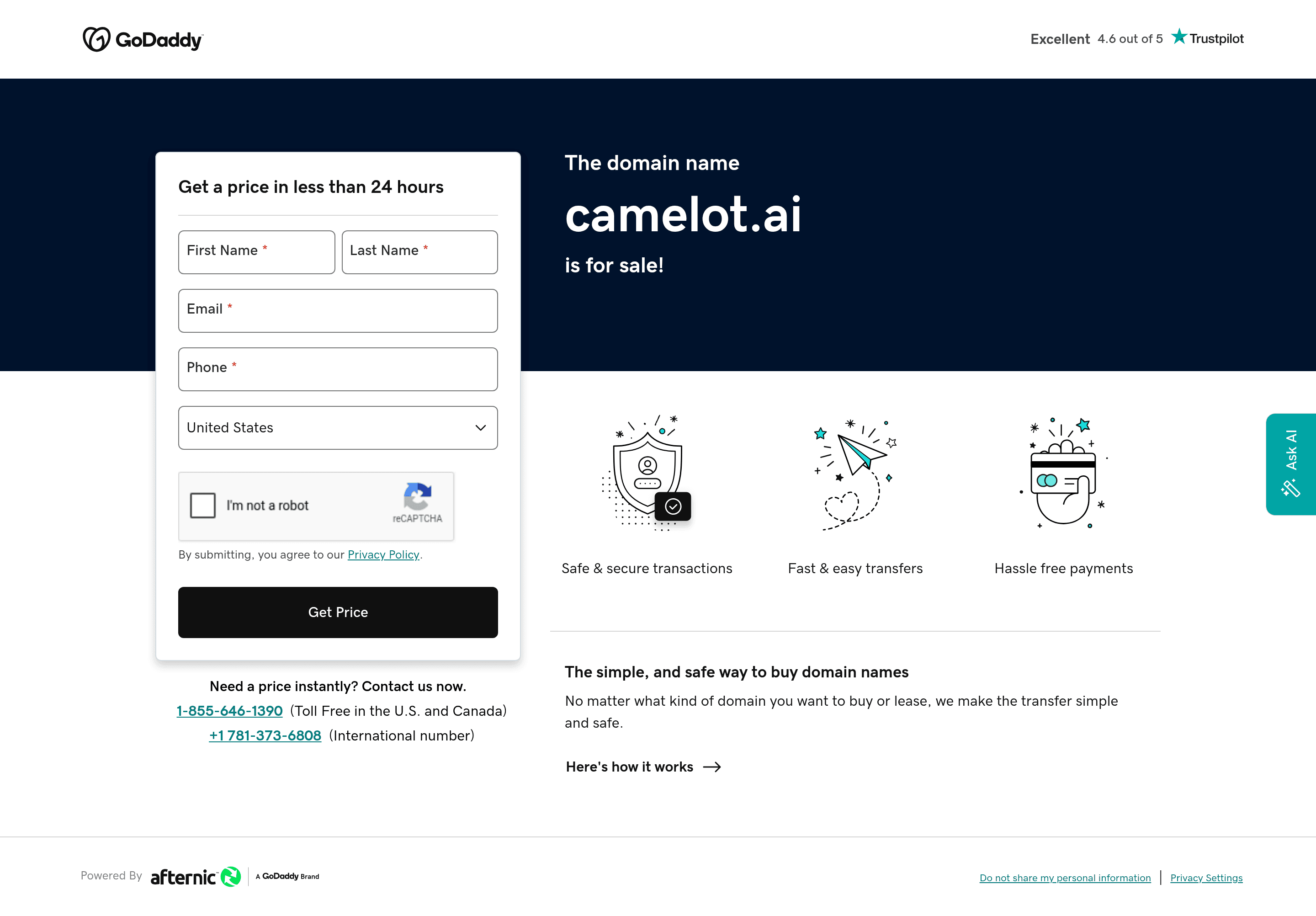 Camelot landing page screenshot