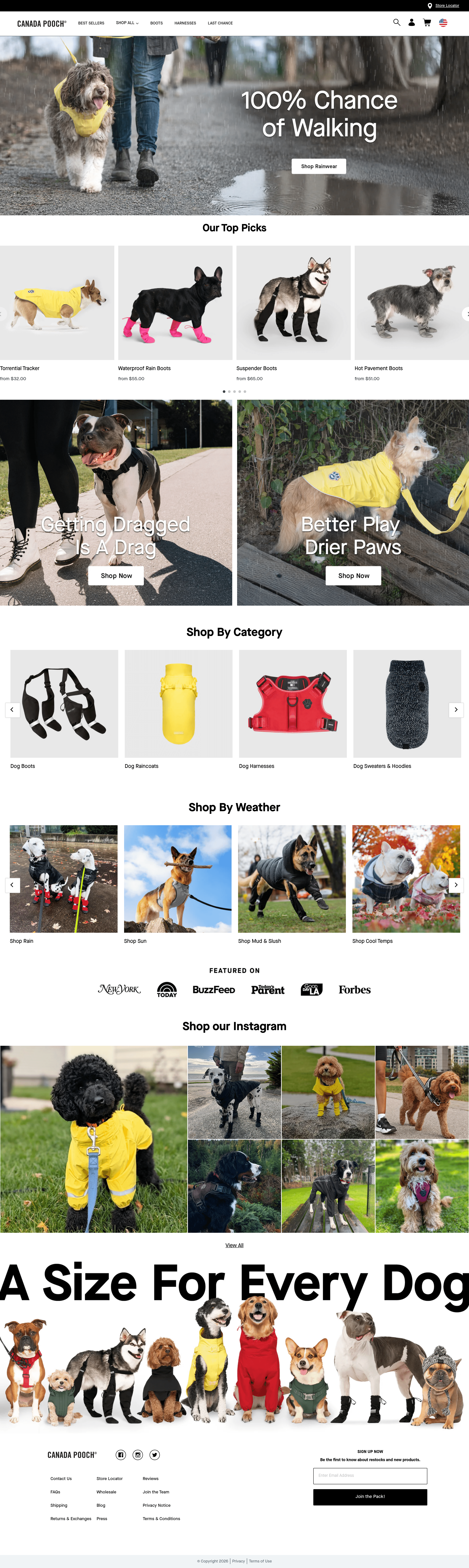 Canada Pooch landing page screenshot