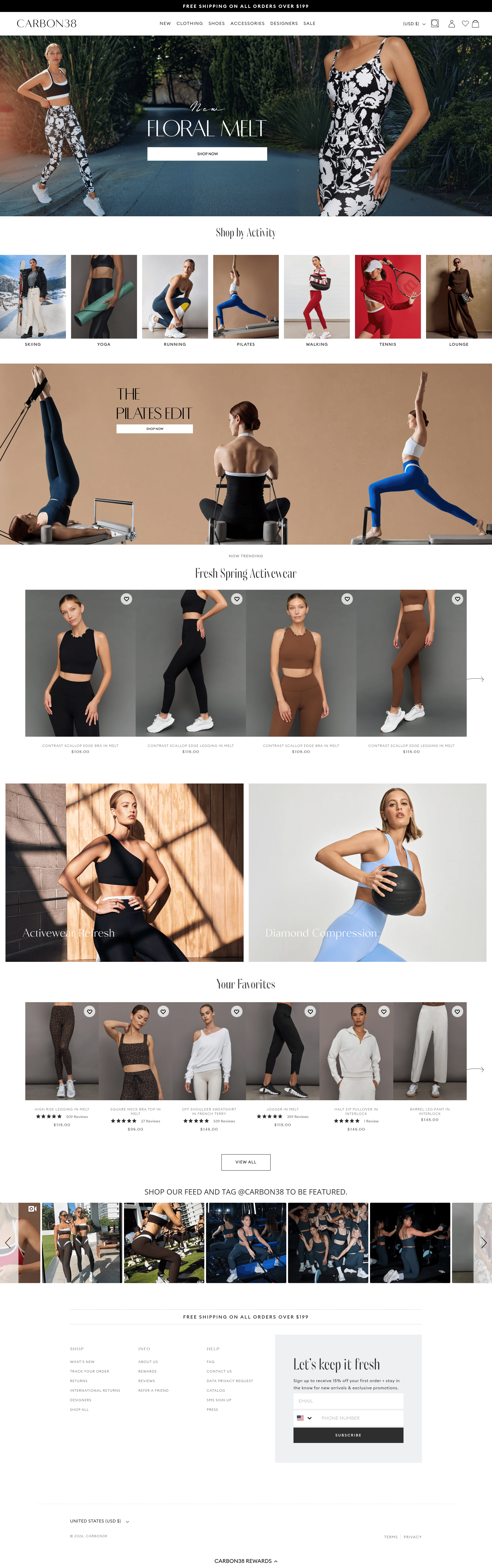 Carbon38 landing page screenshot