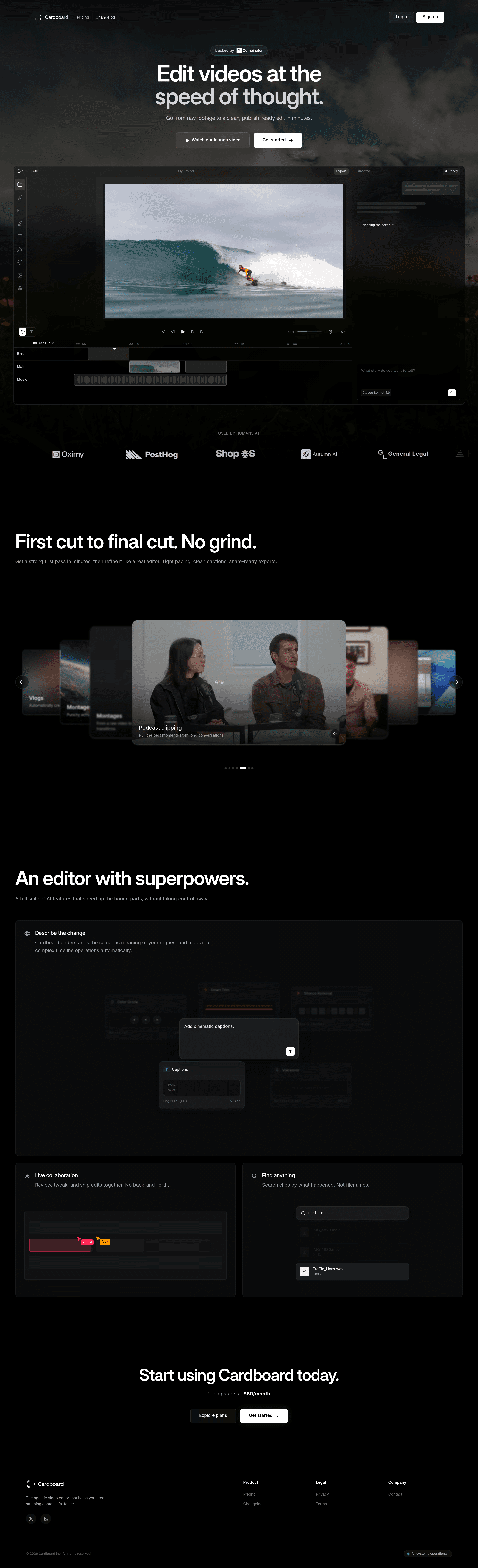 Cardboard landing page screenshot