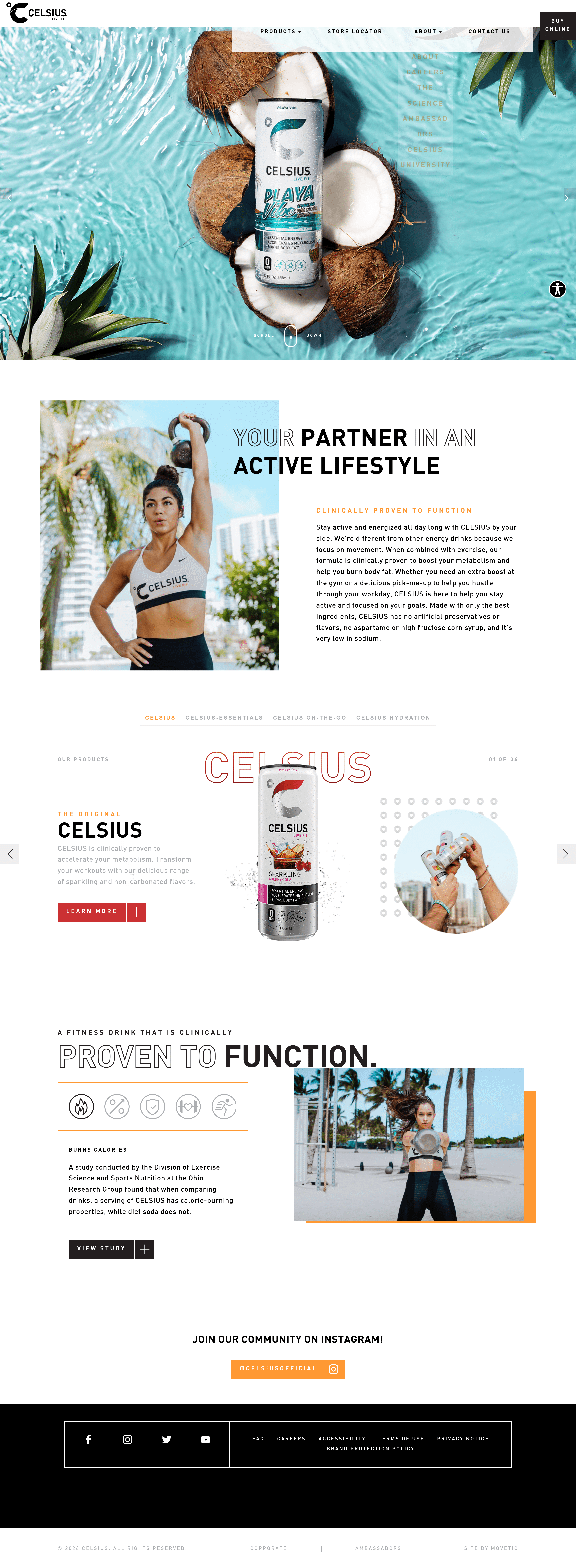 Celsius landing page screenshot