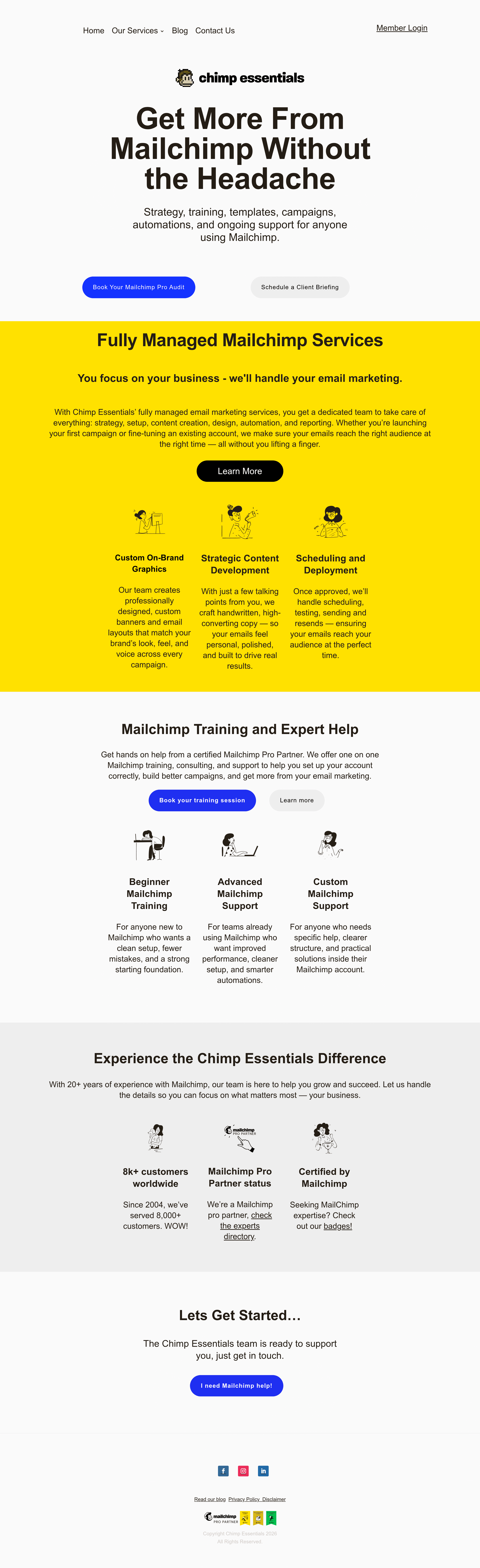Chimpessentials landing page screenshot