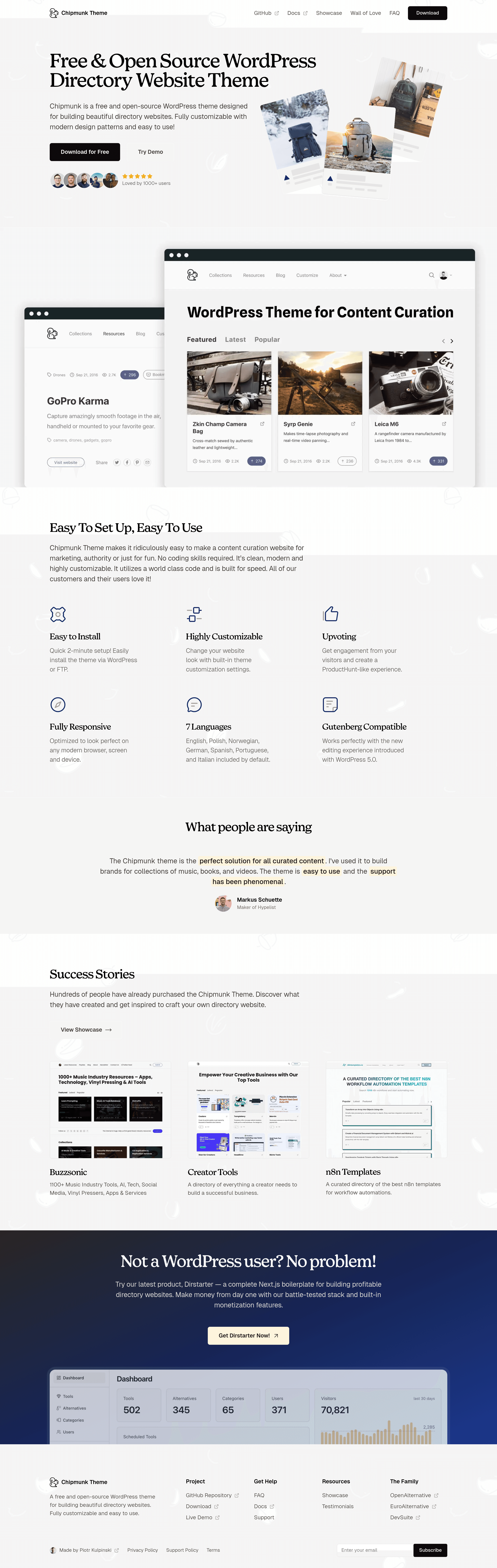 Chipmunktheme landing page screenshot