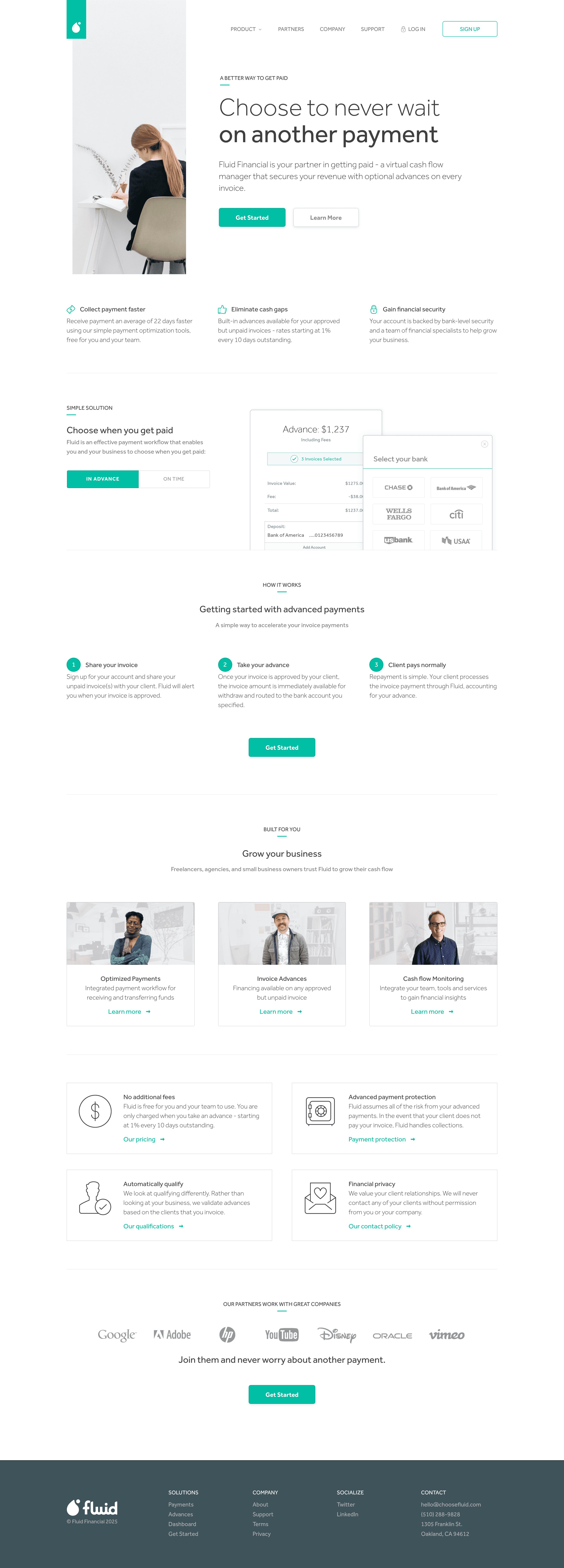 Choosefluid landing page screenshot