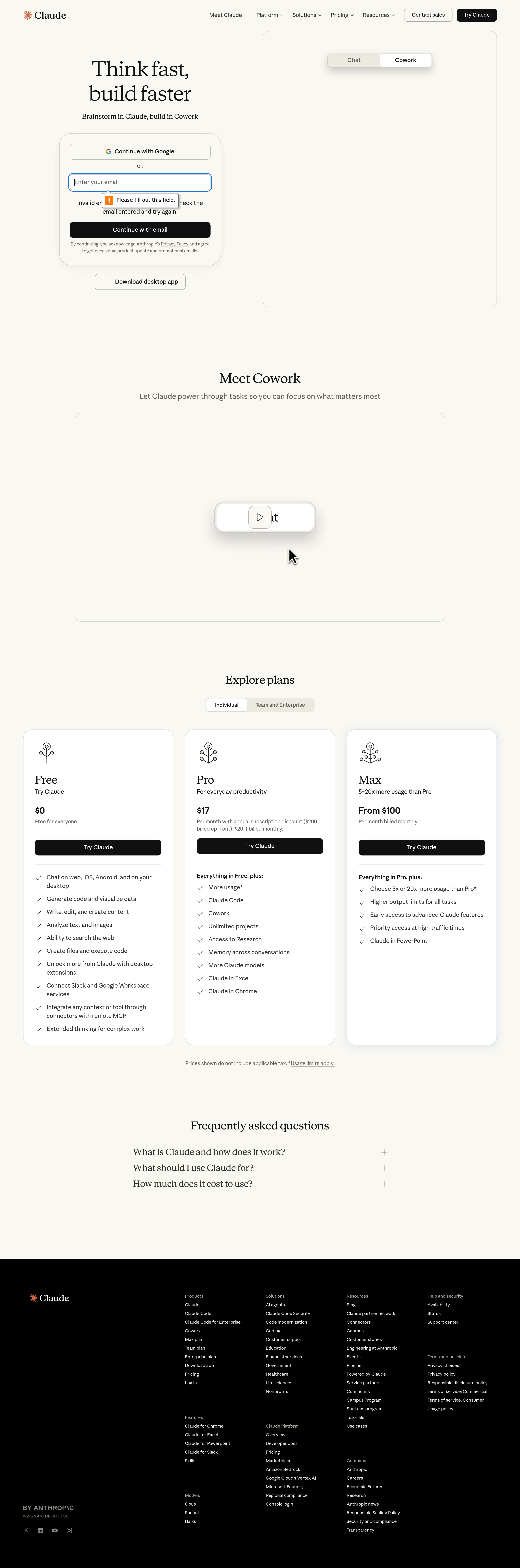 Claude in Excel landing page screenshot
