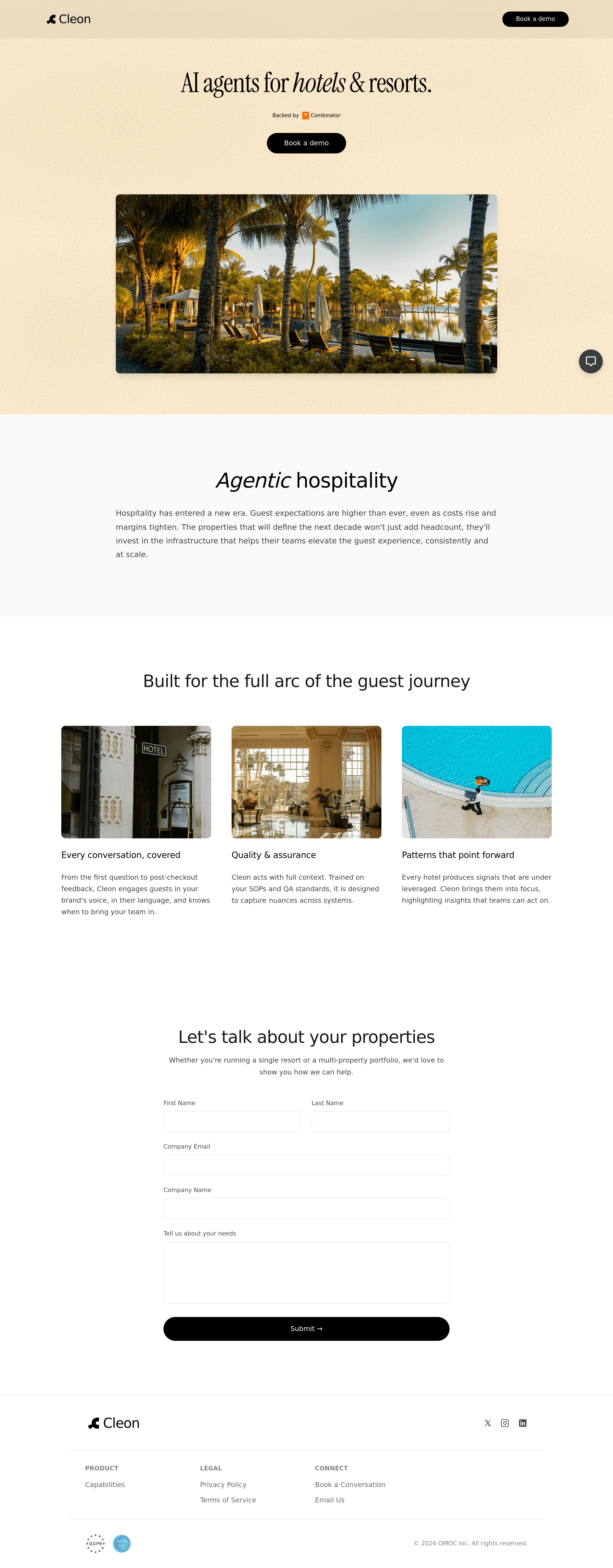Cleon landing page screenshot