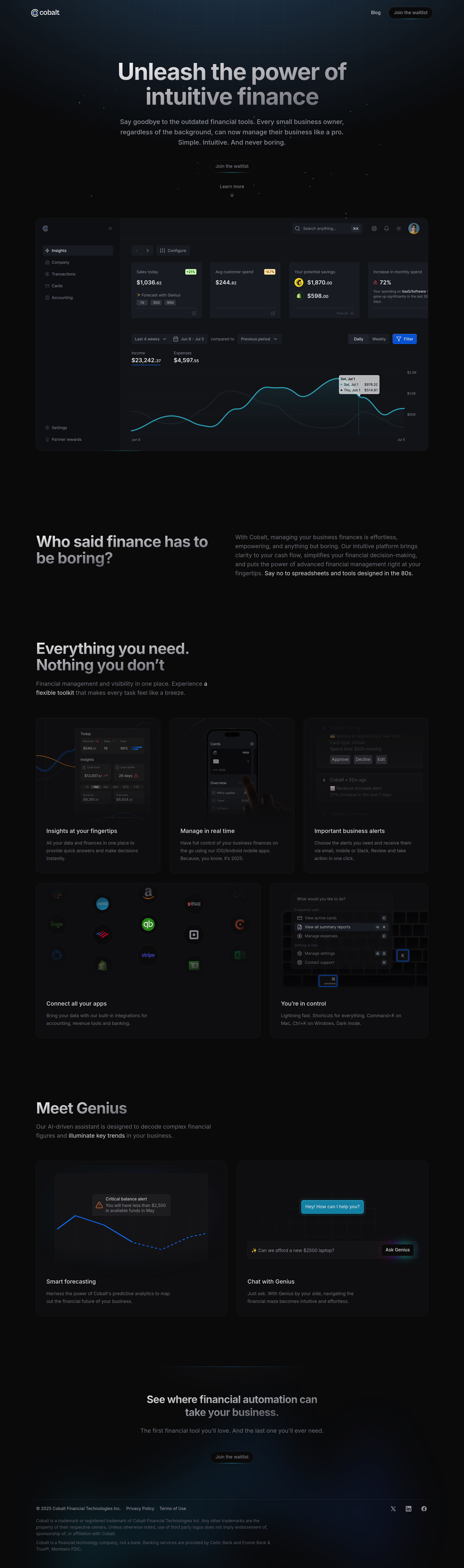 Cobolt landing page screenshot