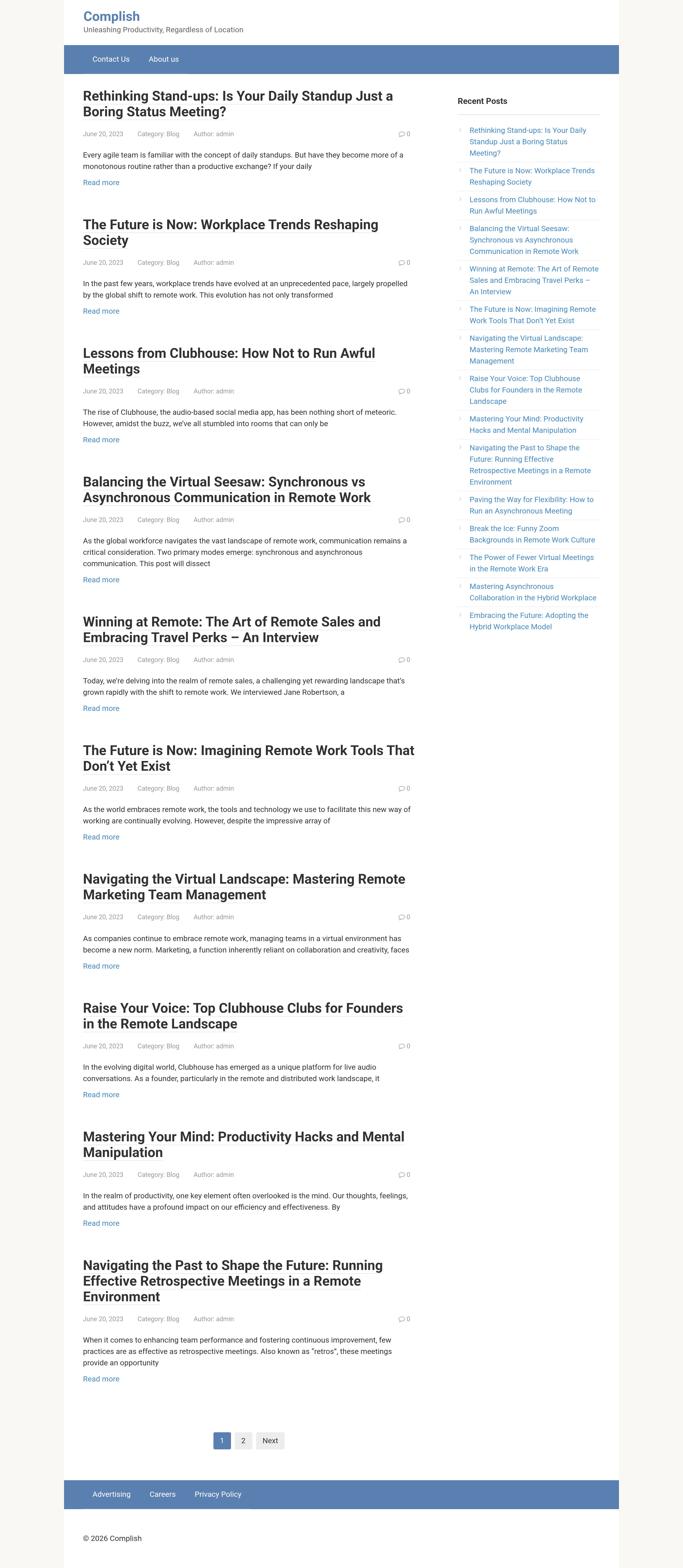 Complish landing page screenshot