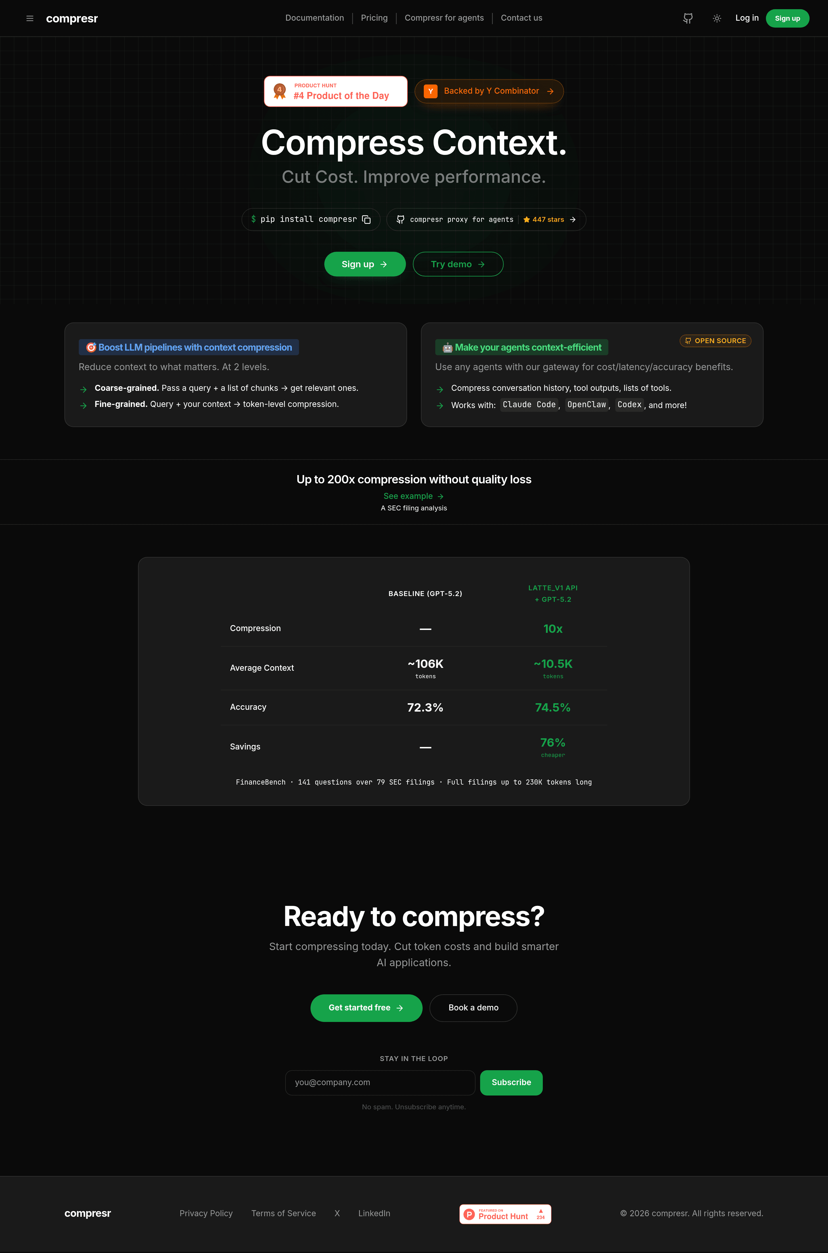 Compresr landing page screenshot