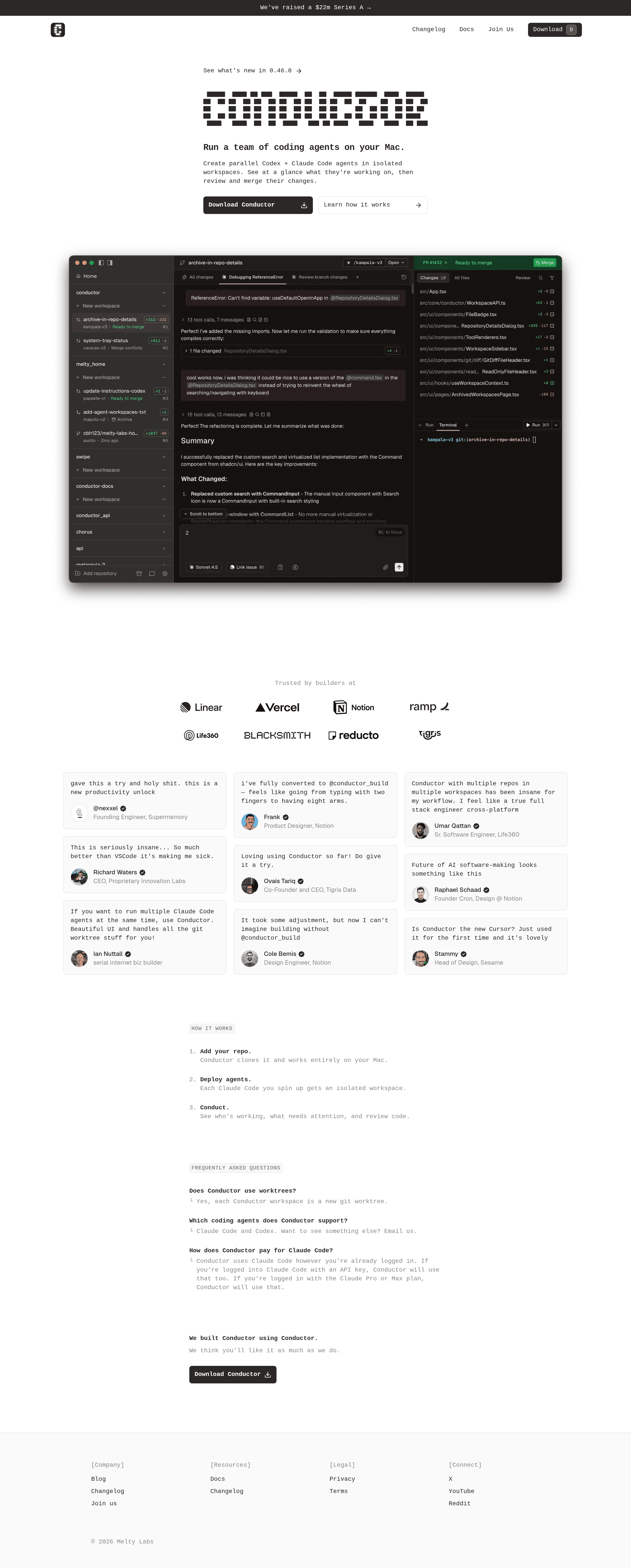 Conductor landing page screenshot