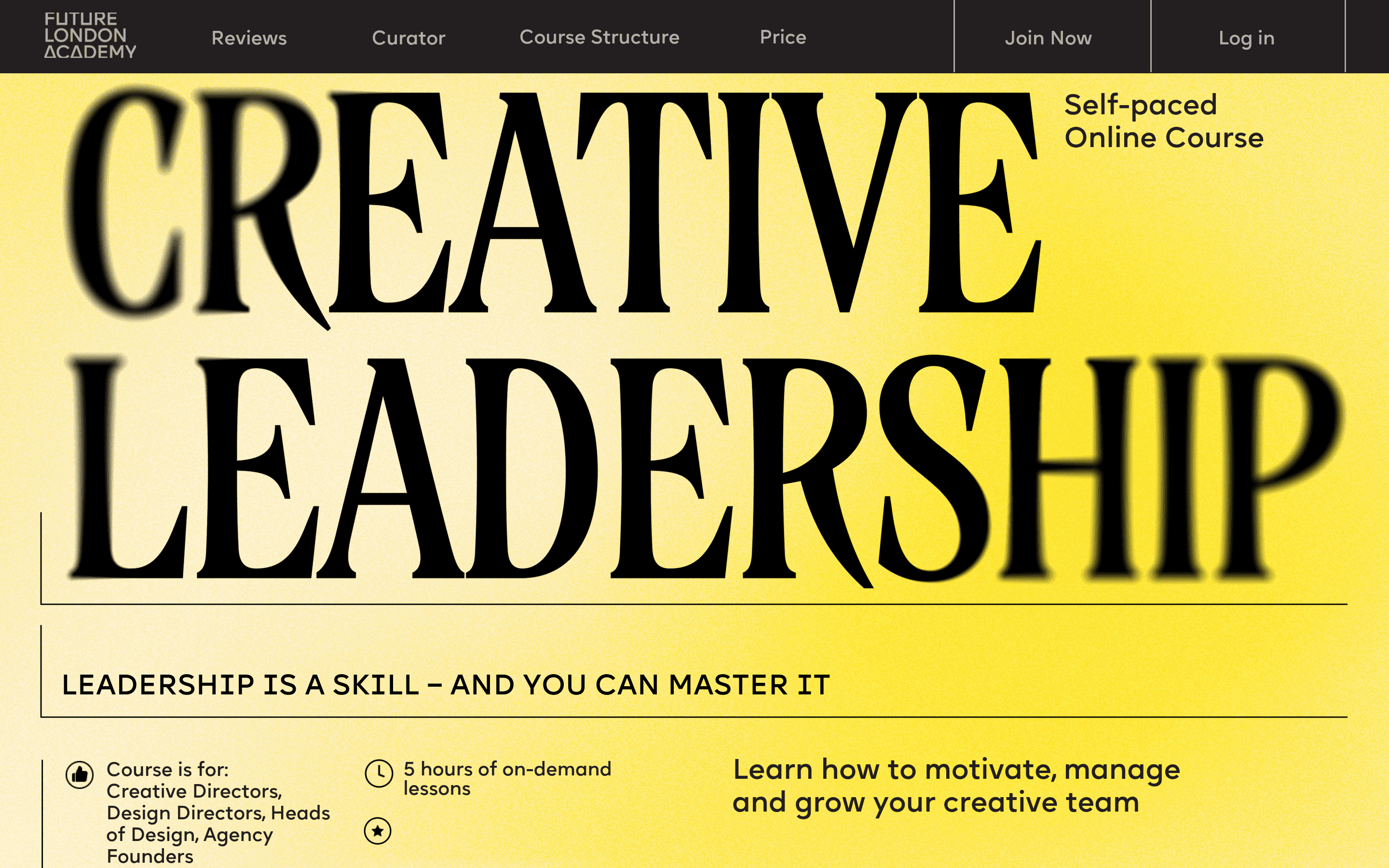 Creative Leadership landing page screenshot