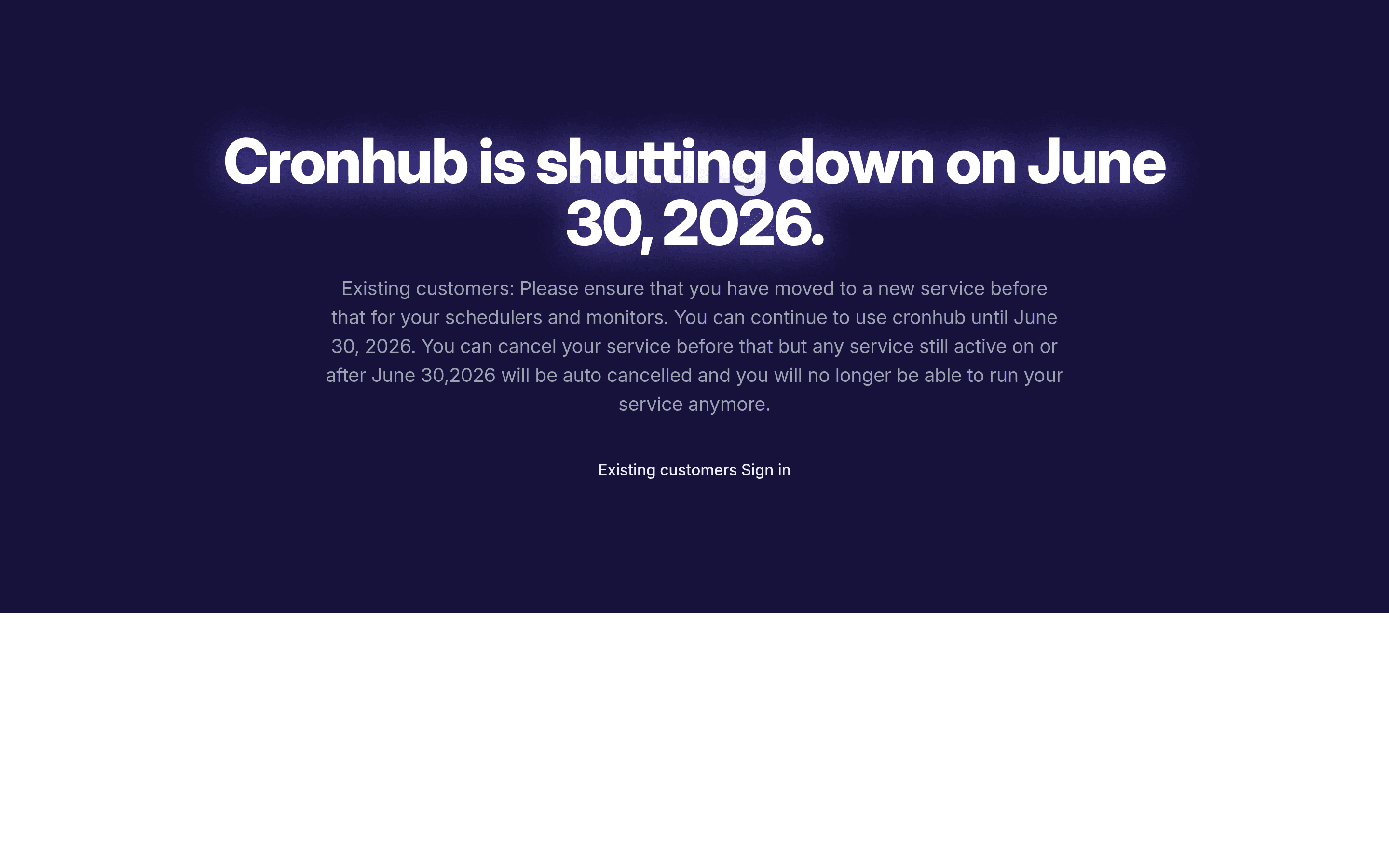 Cronhub landing page screenshot