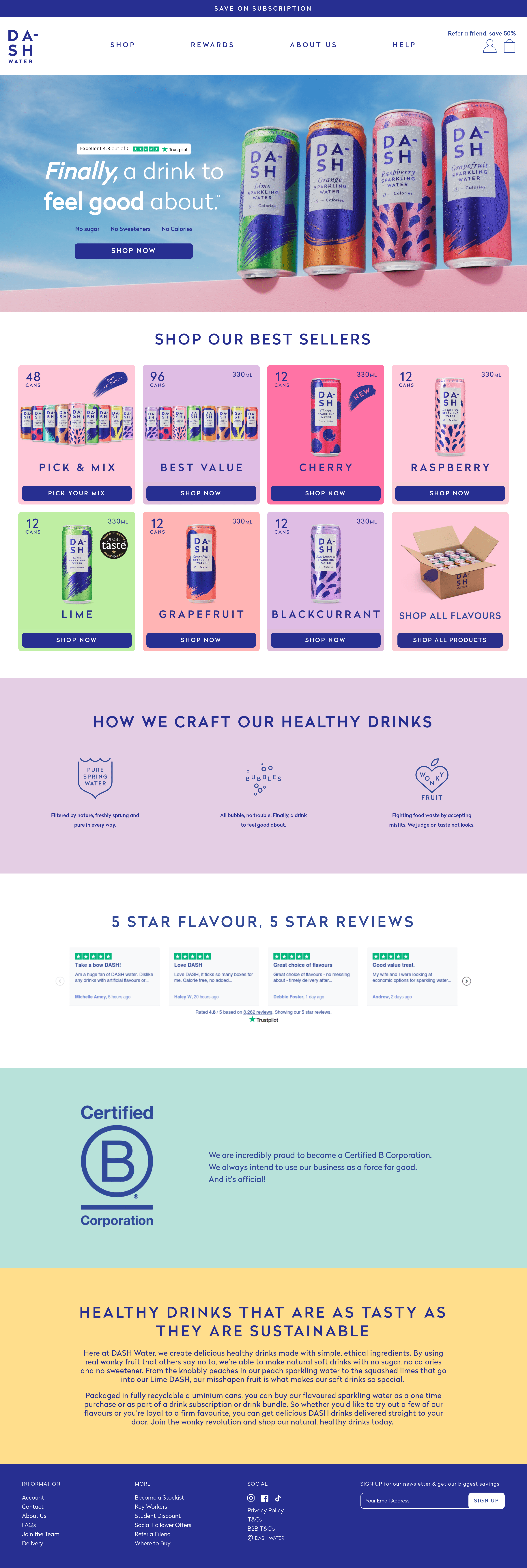 DASH Water landing page screenshot