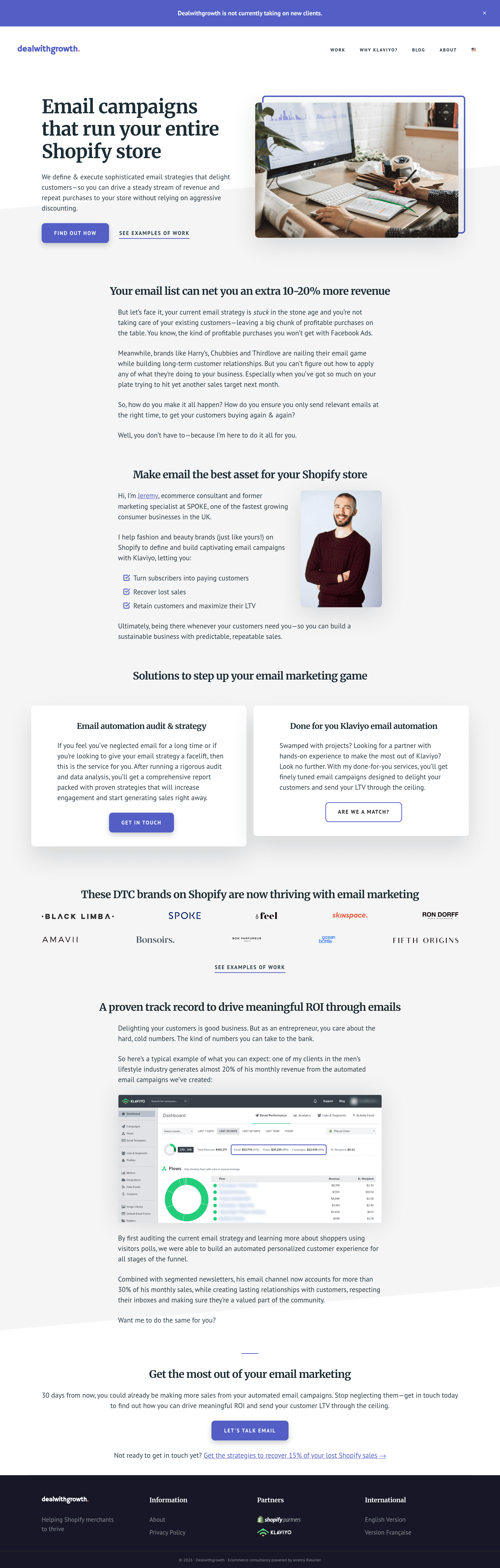 Dealwithgrowth landing page screenshot