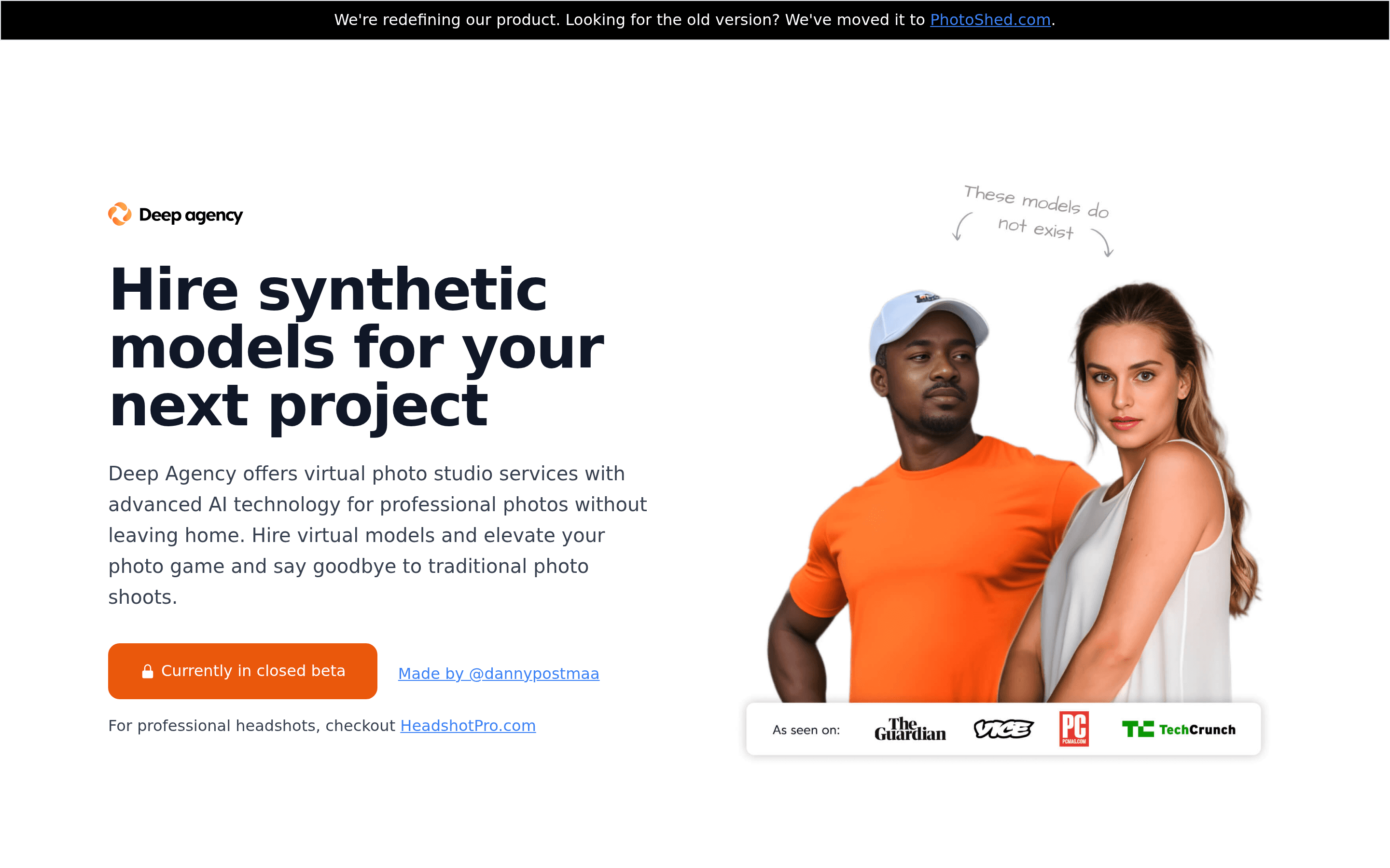 Deepagency landing page screenshot