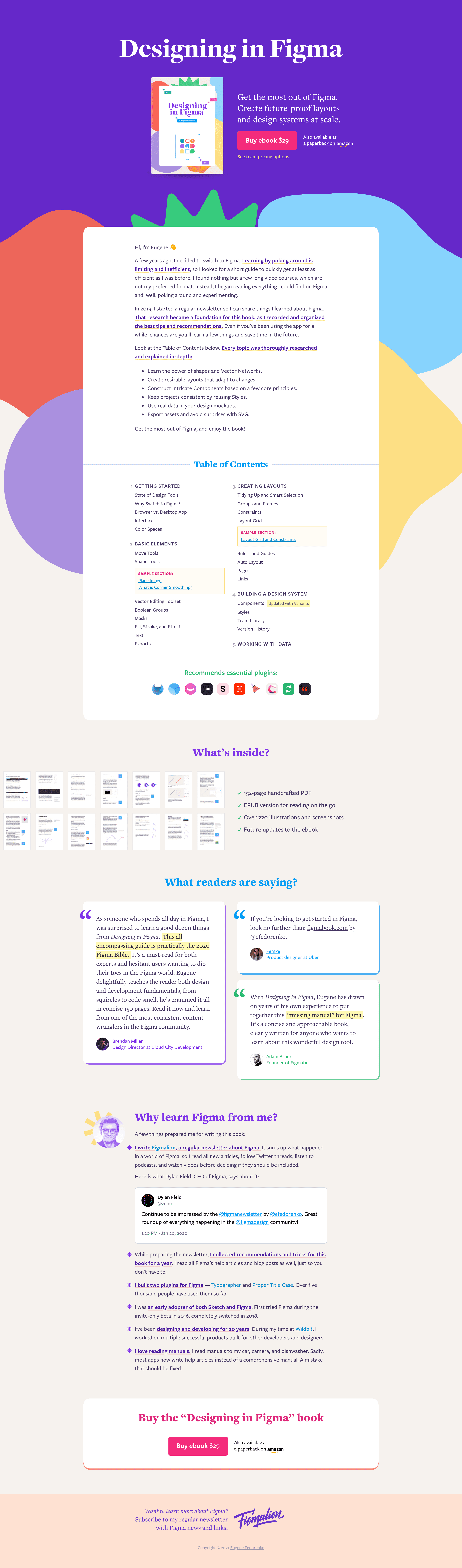 ‘Designing in Figma’ Book landing page screenshot