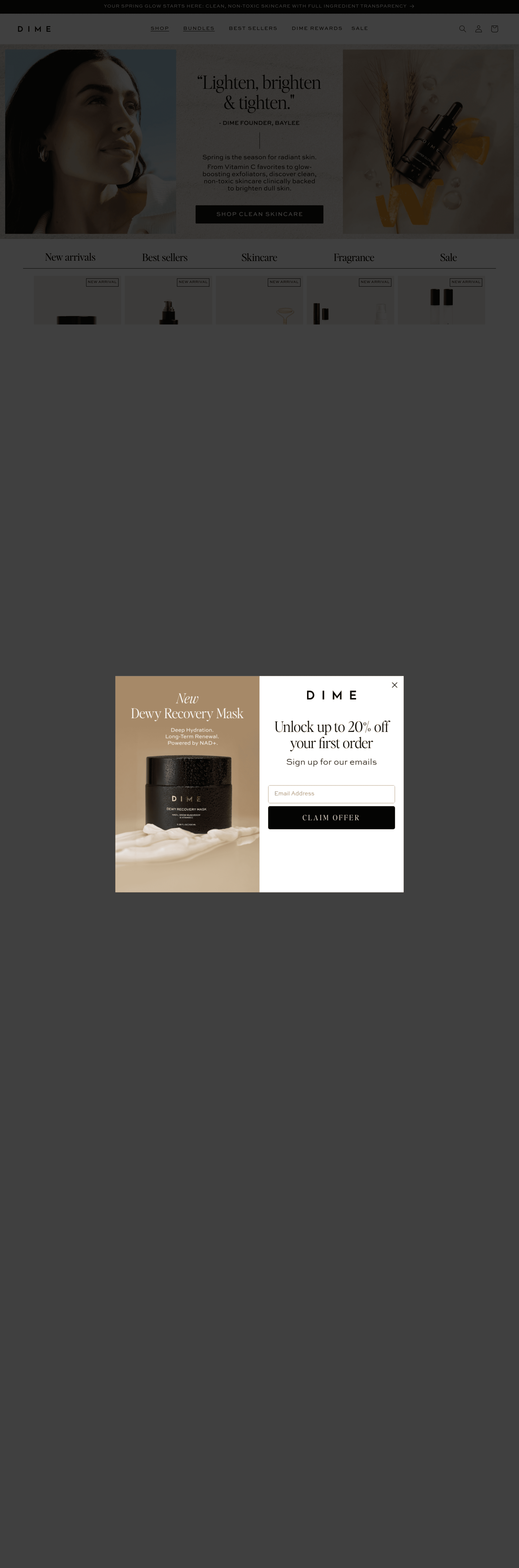 DIME Beauty landing page screenshot