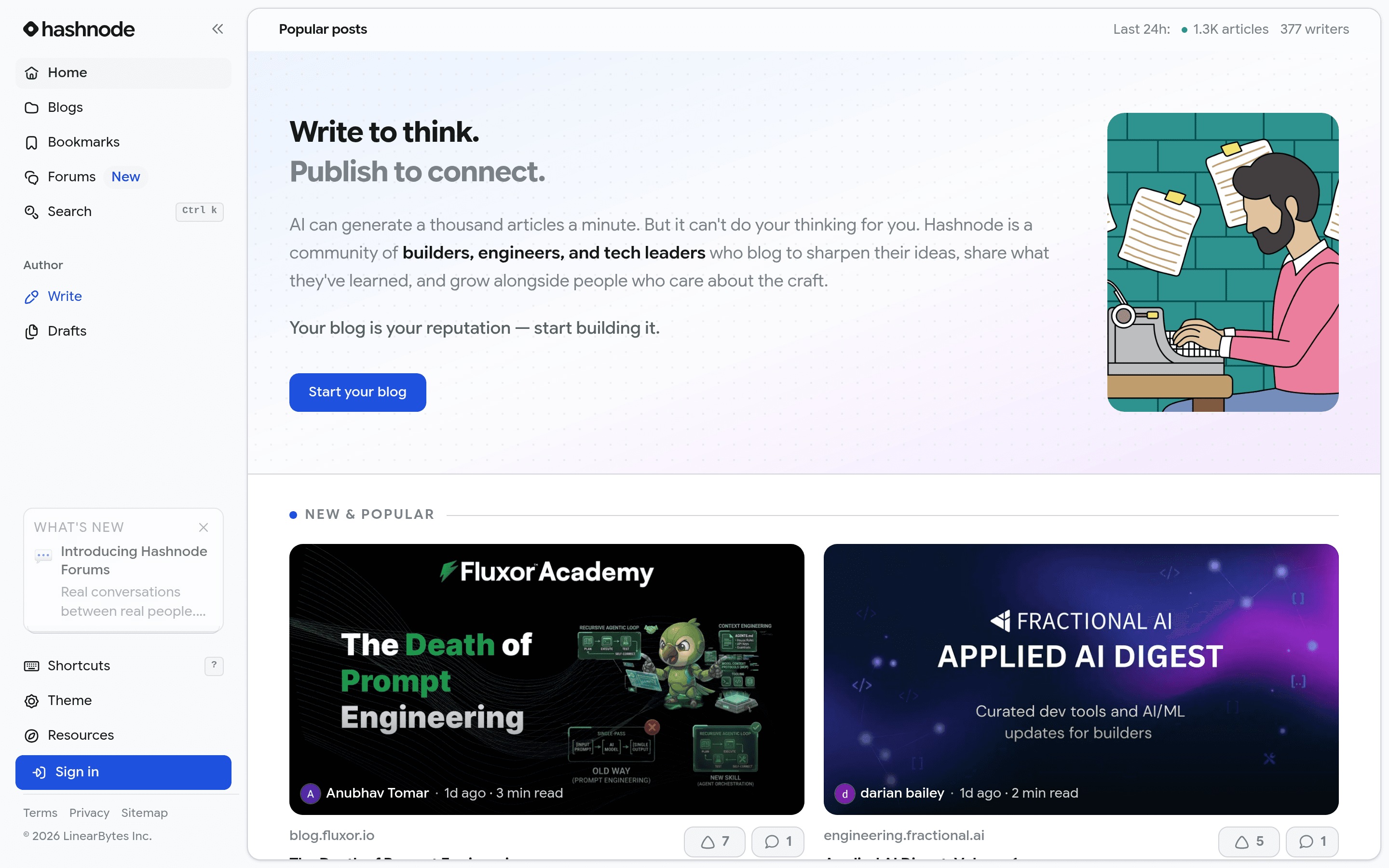 Docs by Hashnode landing page screenshot
