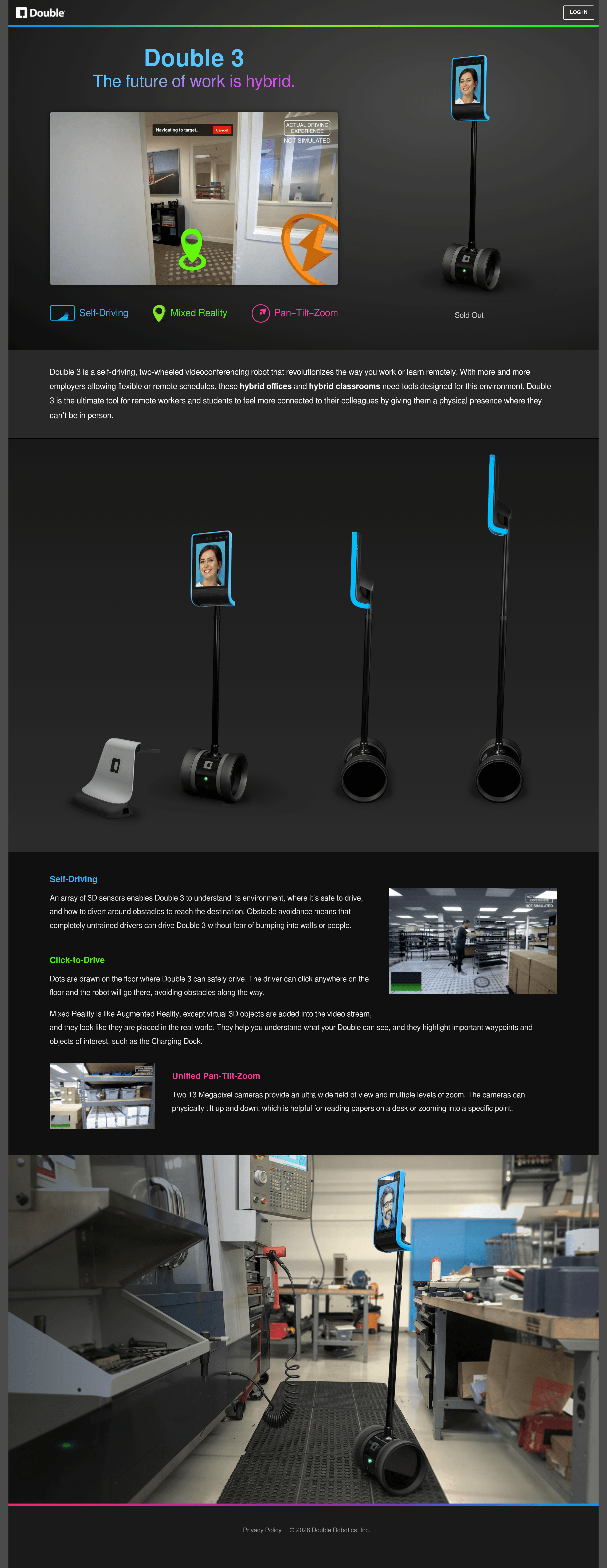 Double Robotics landing page screenshot