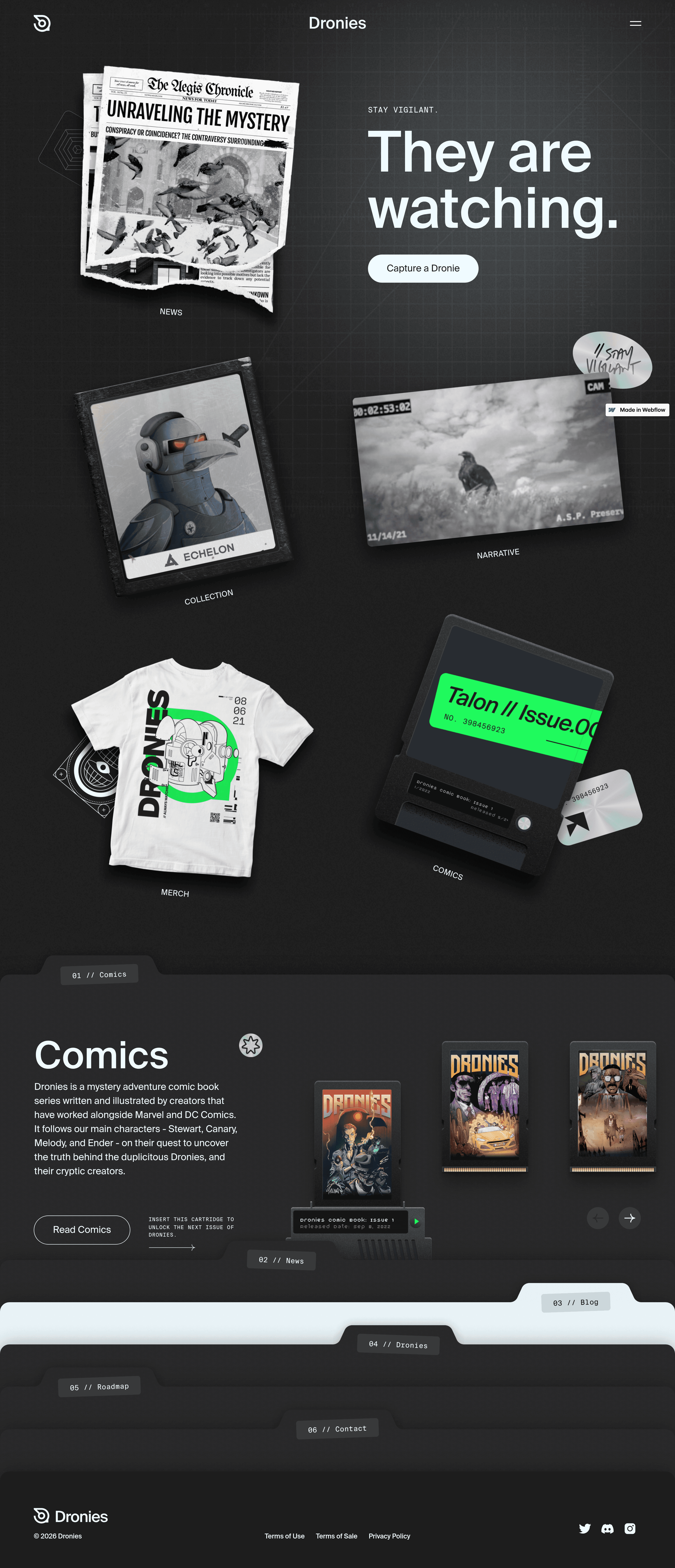 Droniesnft landing page screenshot