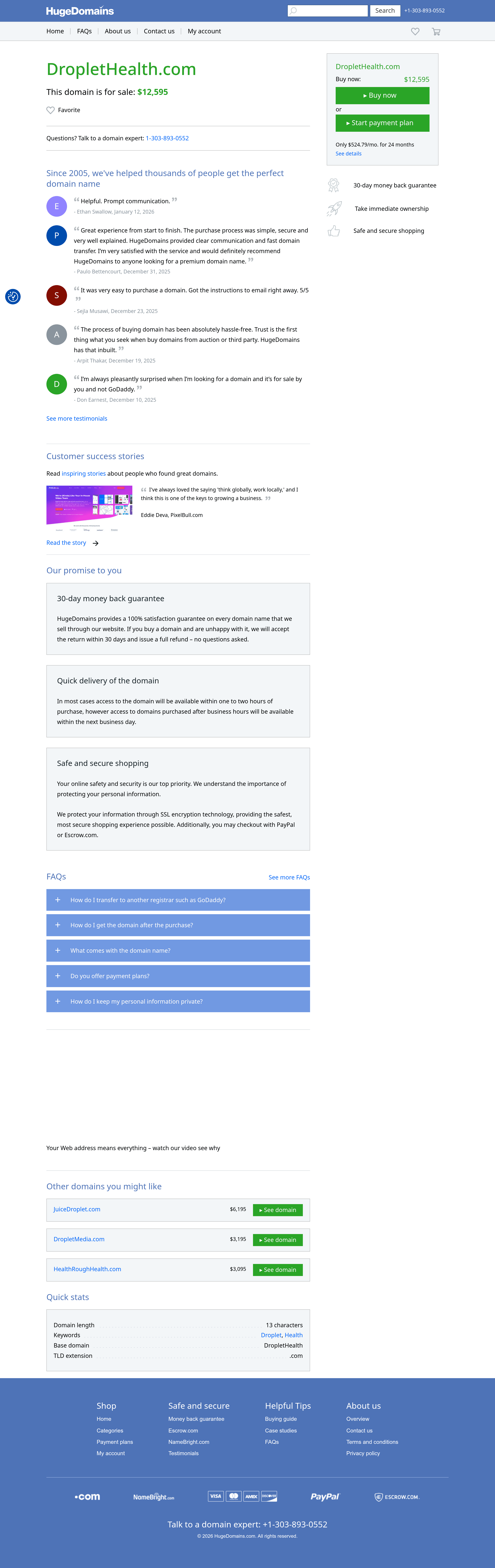 Droplethealth landing page screenshot