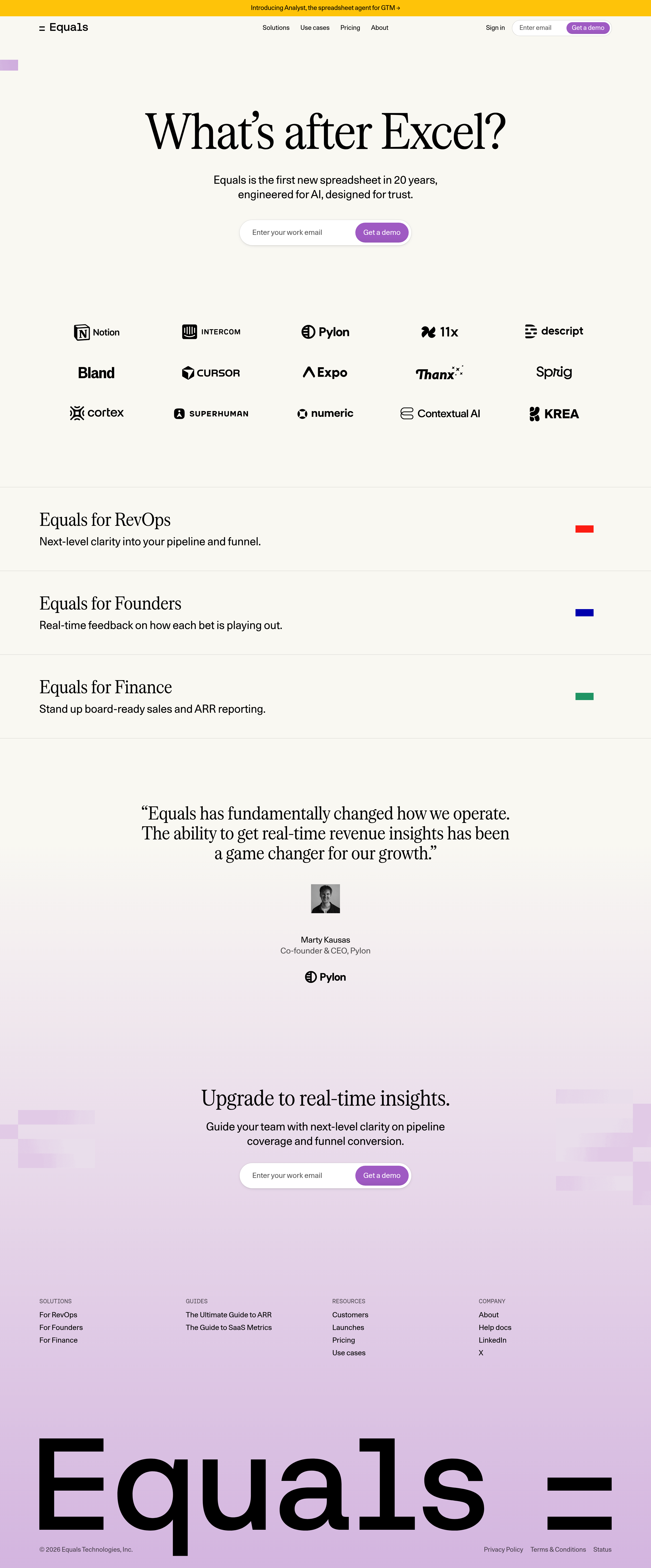 Equals Import Scripts landing page screenshot