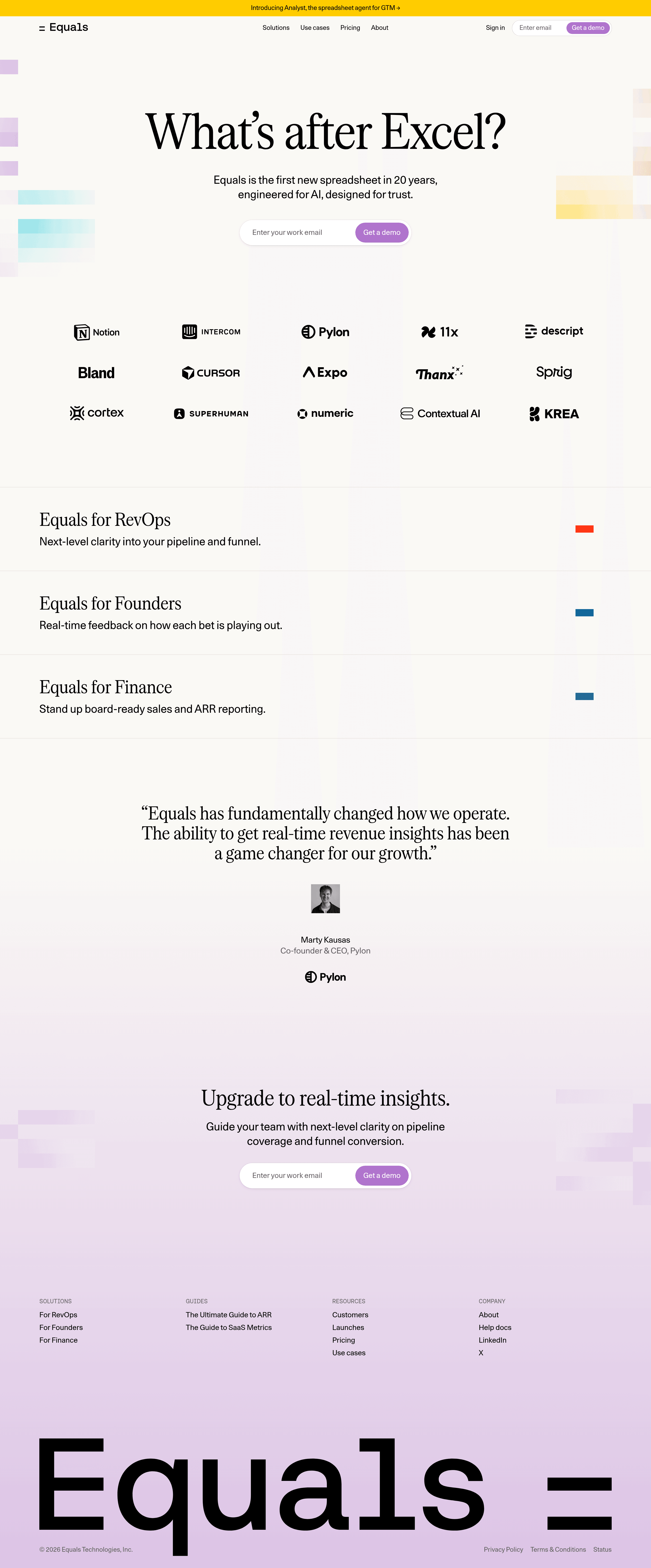 Equals landing page screenshot